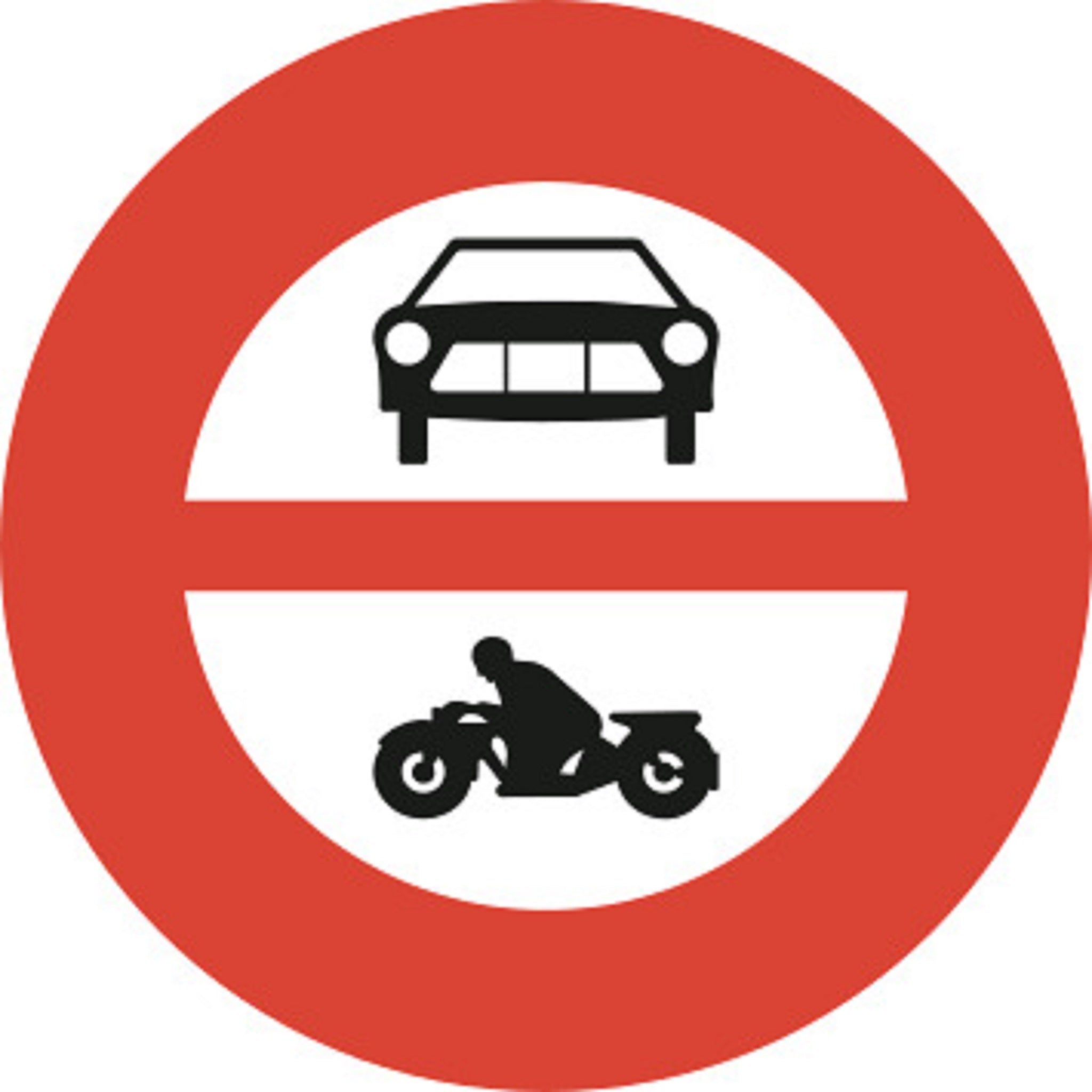 Verbot für Motorwagen und Motorräder 2.13 Vorschriftssignale | R1, R2, R3 | SSV