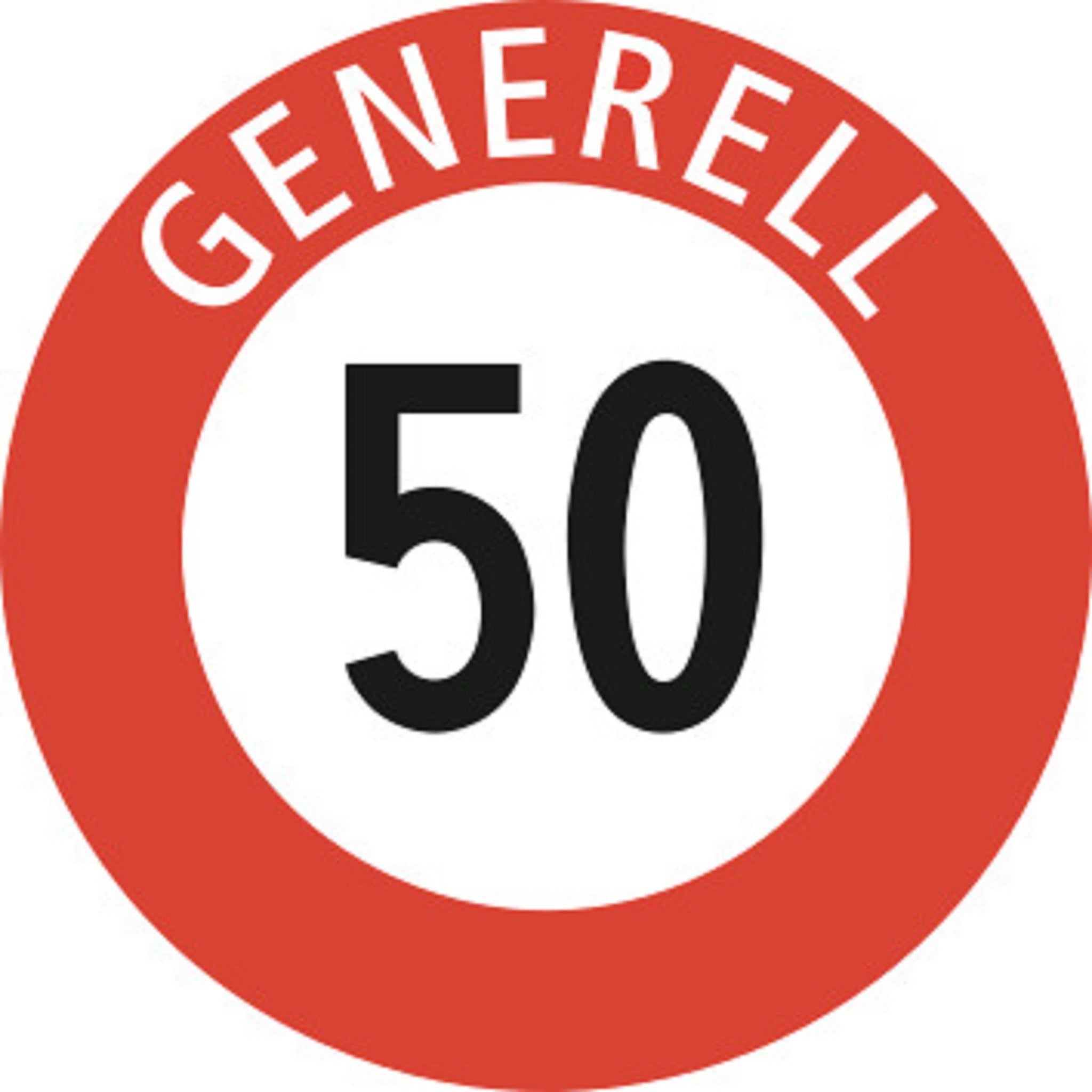Höchstgeschwindigkeit 50 generell 2.30.1 Vorschriftssignale | R1, R2, R3 | SSV