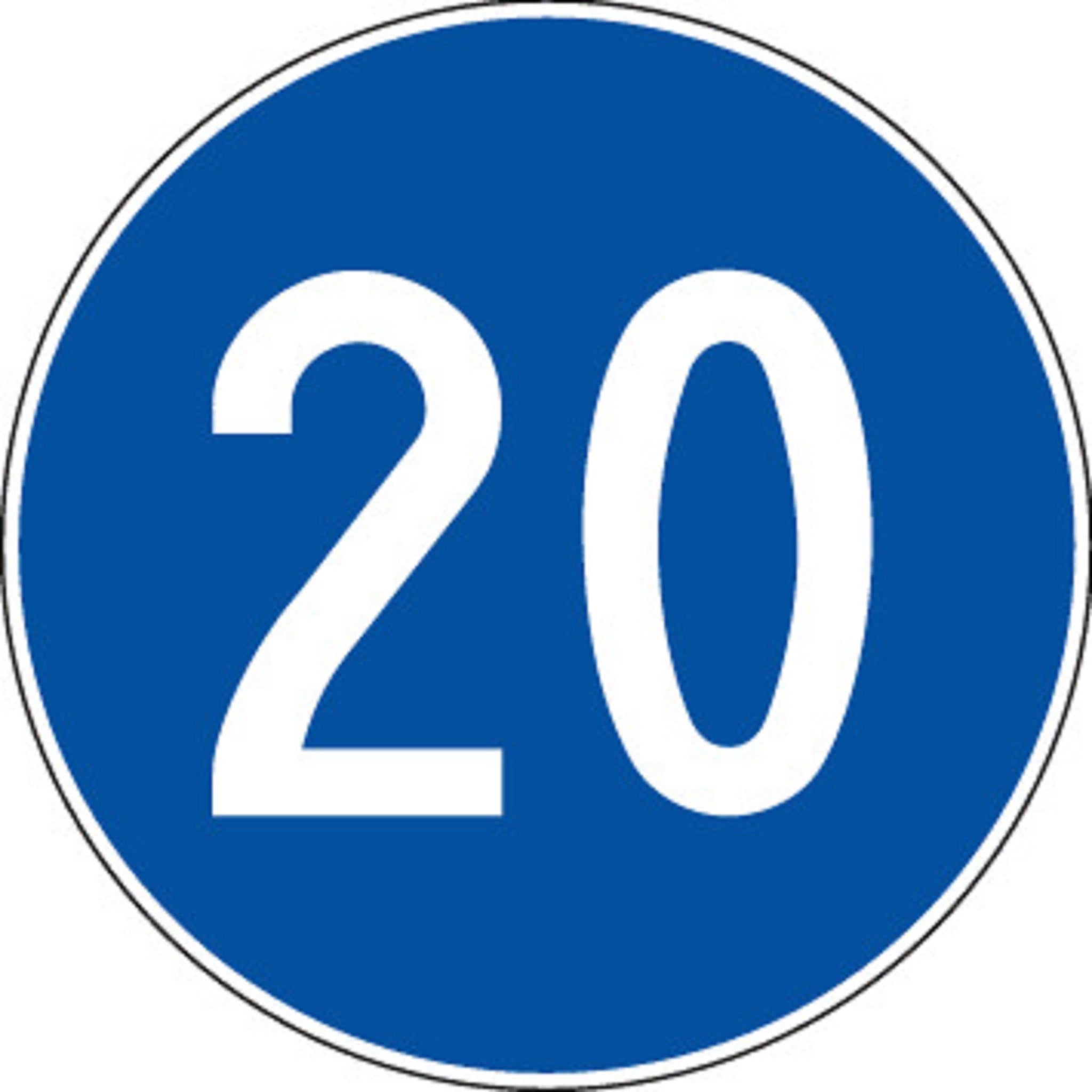 20 km/h Mindestgeschwidigkeit 2.31 Vorschriftssignale | R1, R2, R3 | SSV