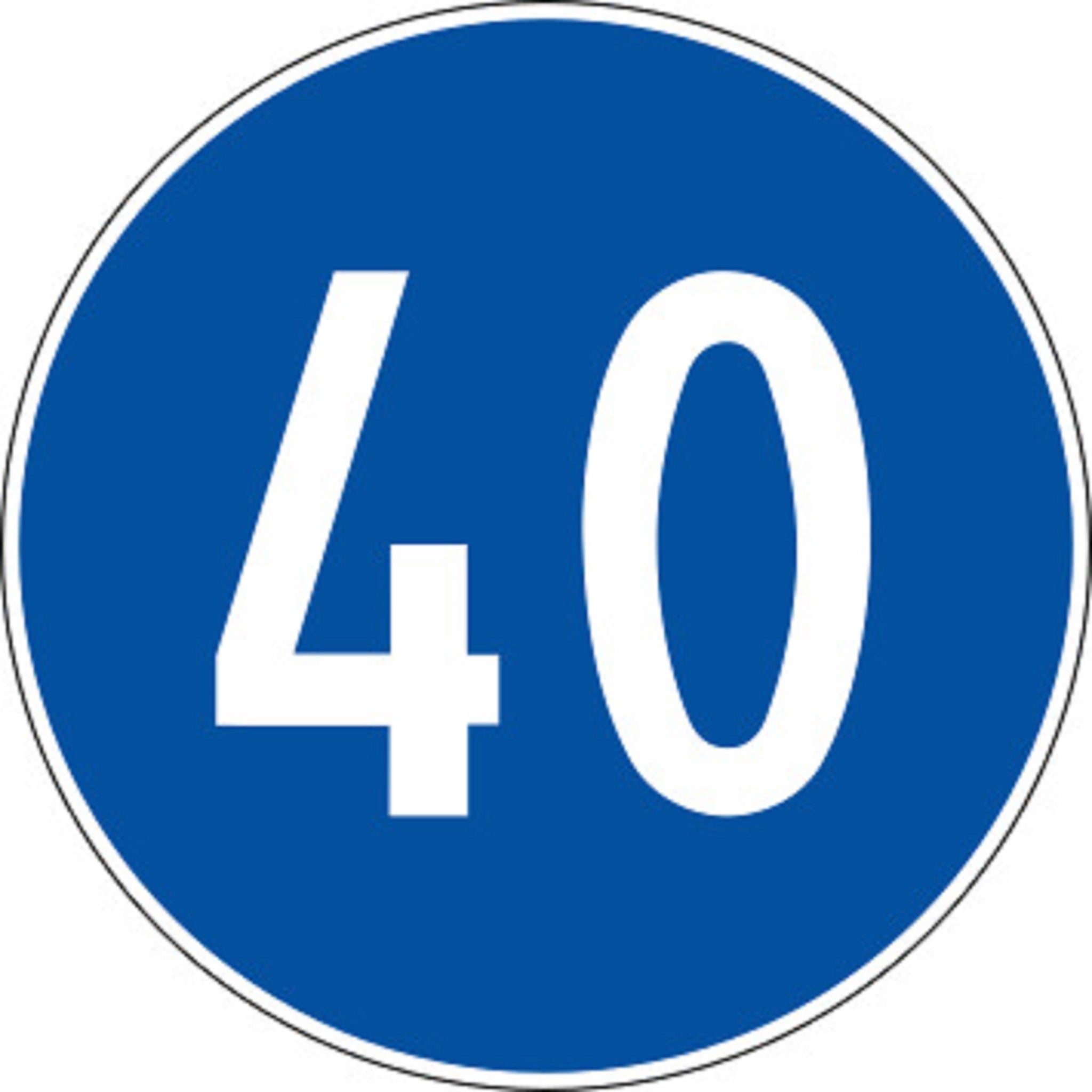 40 km/h Mindestgeschwidigkeit 2.31 Vorschriftssignale | R1, R2, R3 | SSV