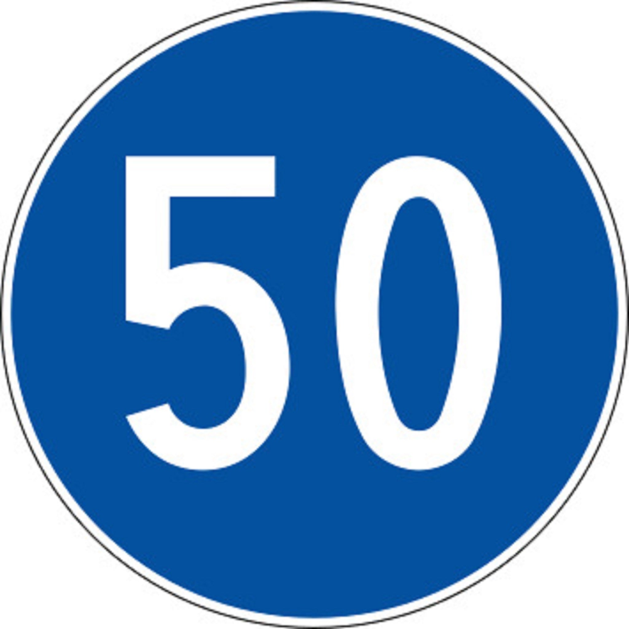 50 km/h Mindestgeschwidigkeit 2.31 Vorschriftssignale | R1, R2, R3 | SSV