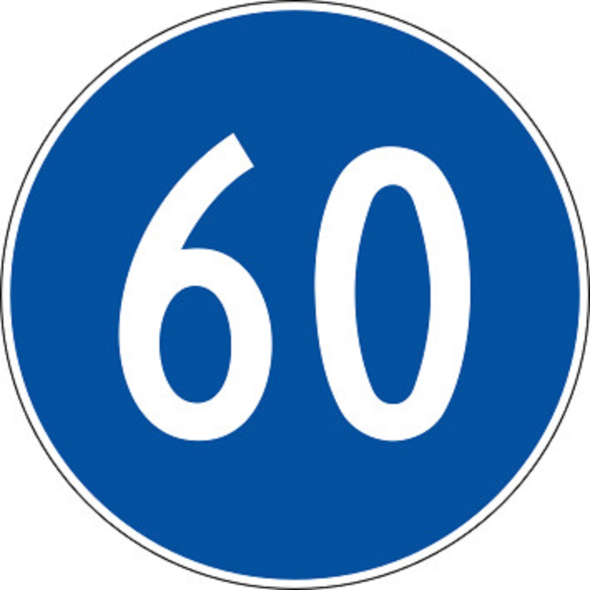 60 km/h Mindestgeschwidigkeit 2.31 Vorschriftssignale | R1, R2, R3 | SSV