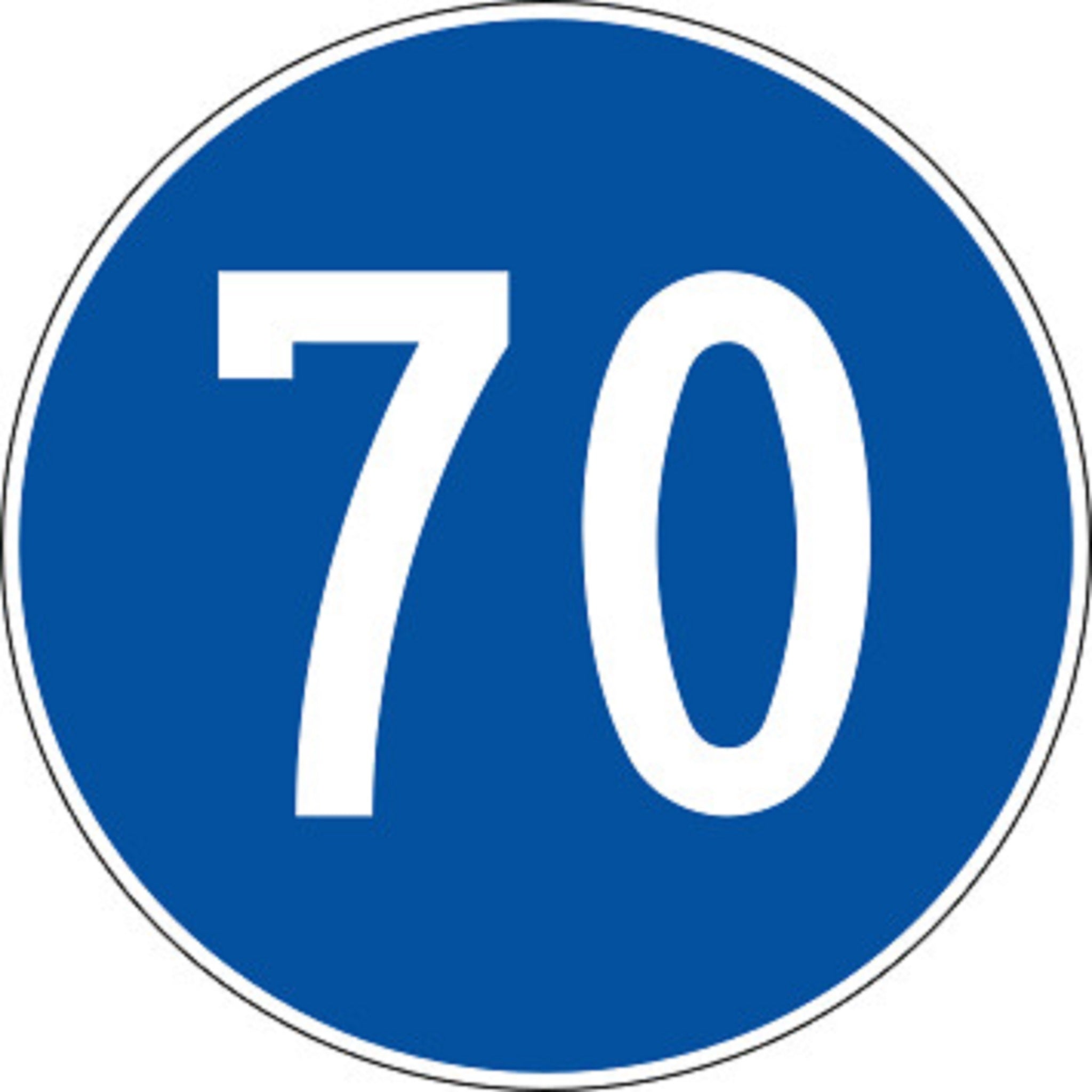 70 km/h Mindestgeschwidigkeit 2.31 Vorschriftssignale | R1, R2, R3 | SSV