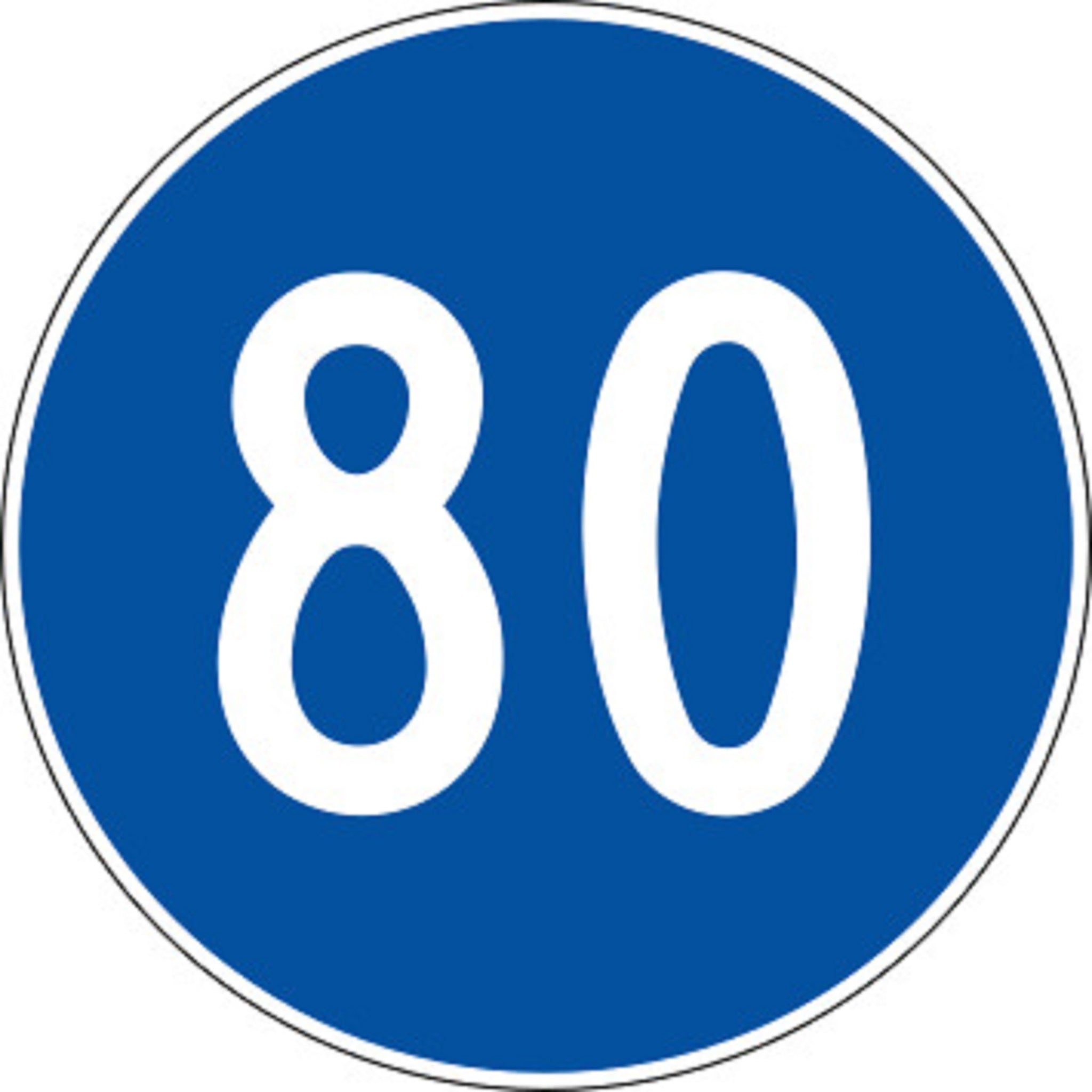 80 km/h Mindestgeschwidigkeit 2.31 Vorschriftssignale | R1, R2, R3 | SSV