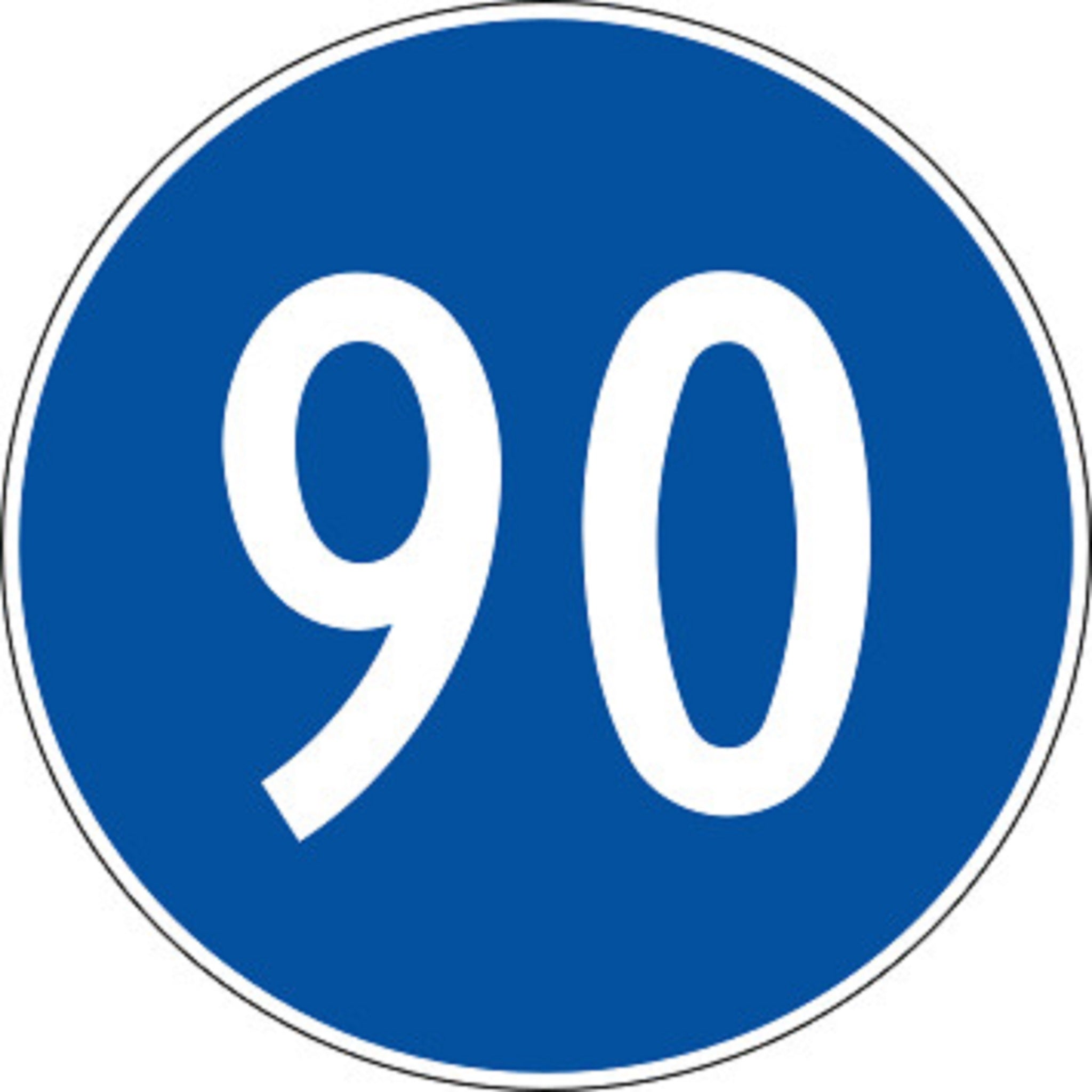 90 km/h Mindestgeschwidigkeit 2.31 Vorschriftssignale | R1, R2, R3 | SSV