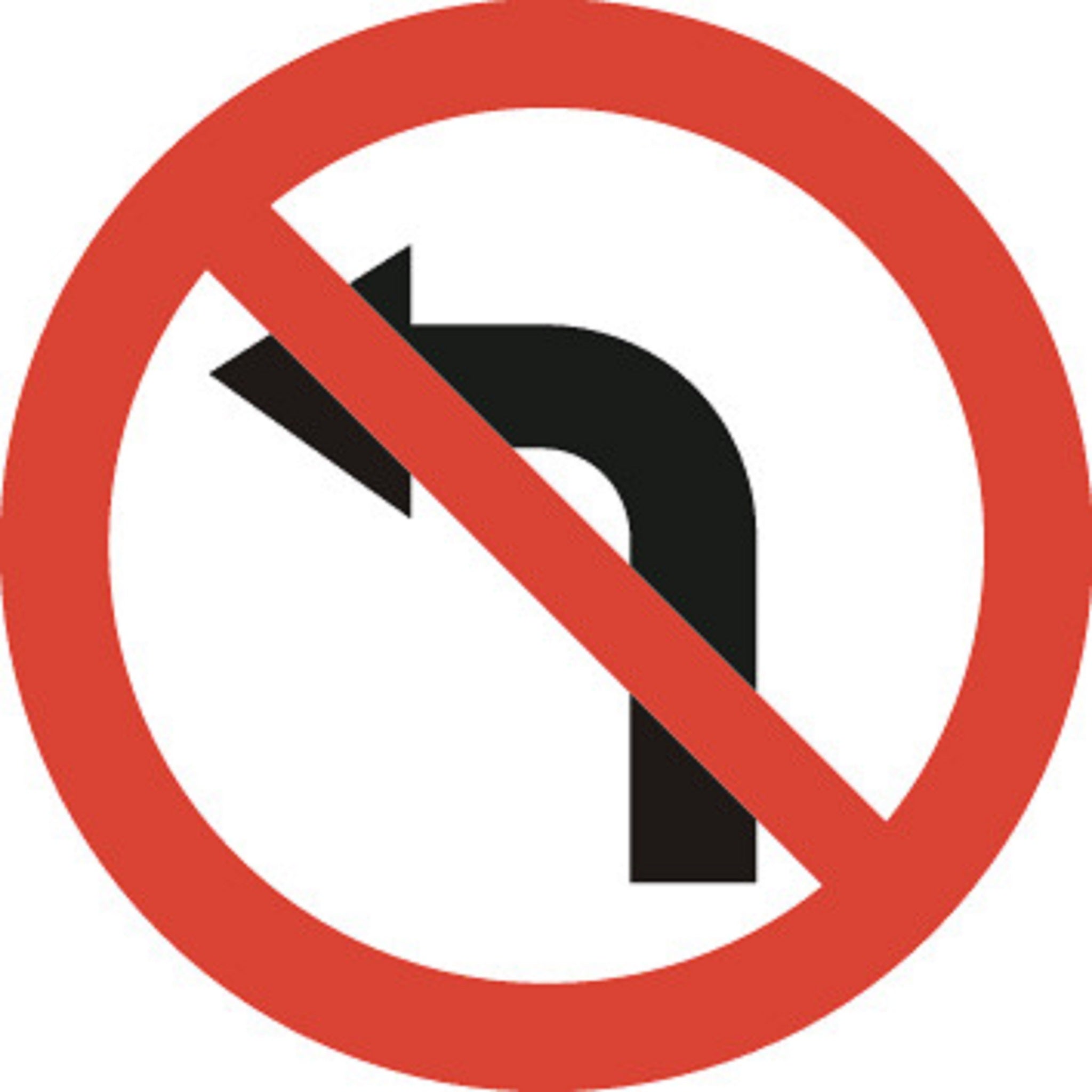 Abbiegen nach links verboten 2.43 Vorschriftssignale | R1, R2, R3 | SSV