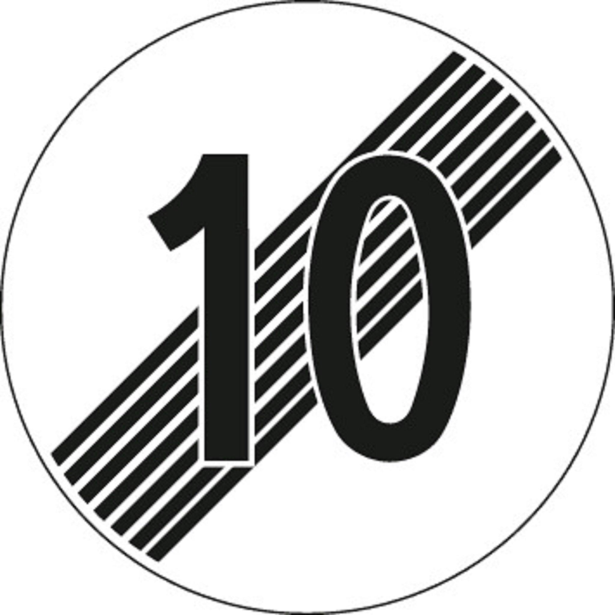 10 km/h Ende der Hochstgeschwindigkeit 2.53 Vorschriftssignale | R1, R2, R3 | SSV