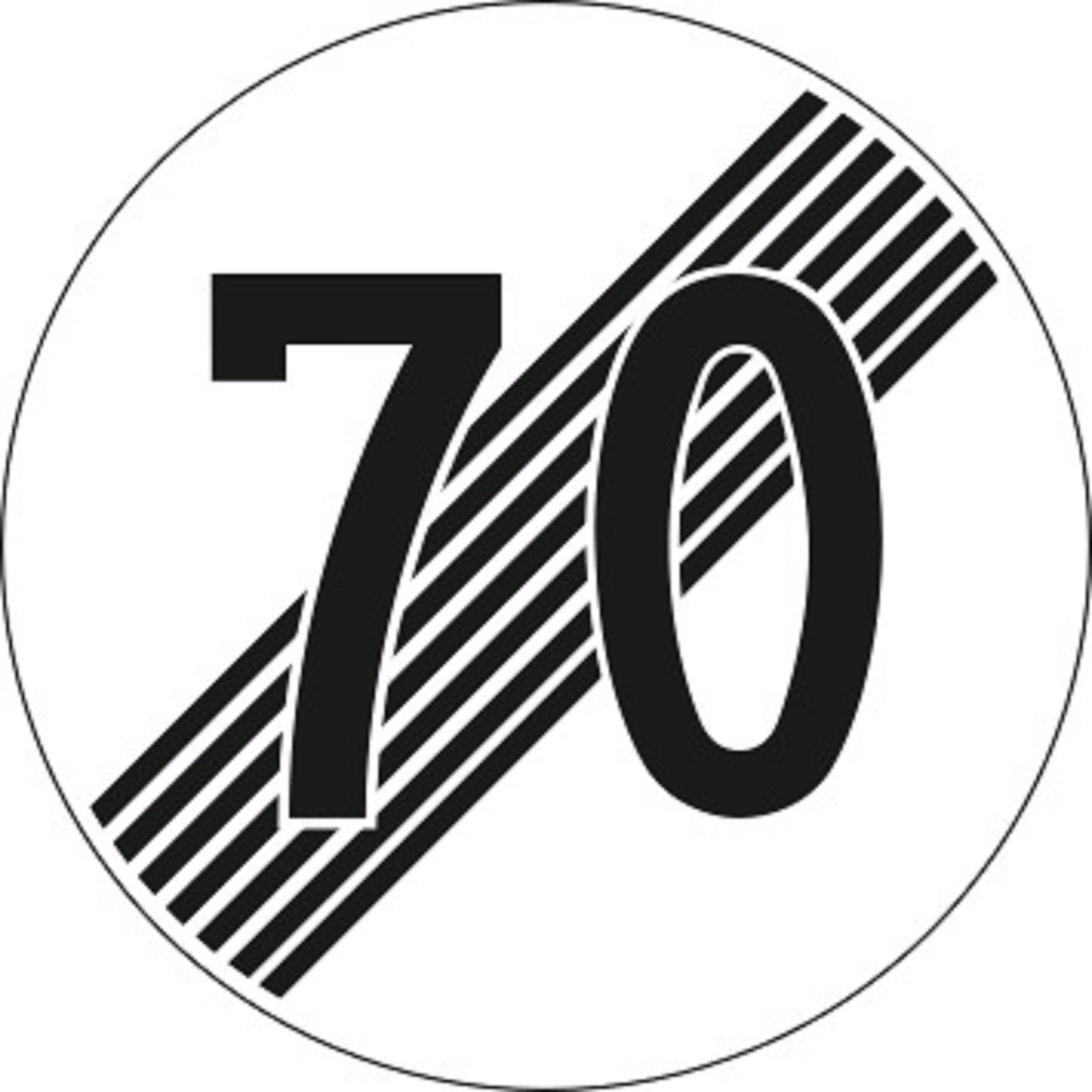 70 km/h Ende der Hochstgeschwindigkeit 2.53 Vorschriftssignale | R1, R2, R3 | SSV