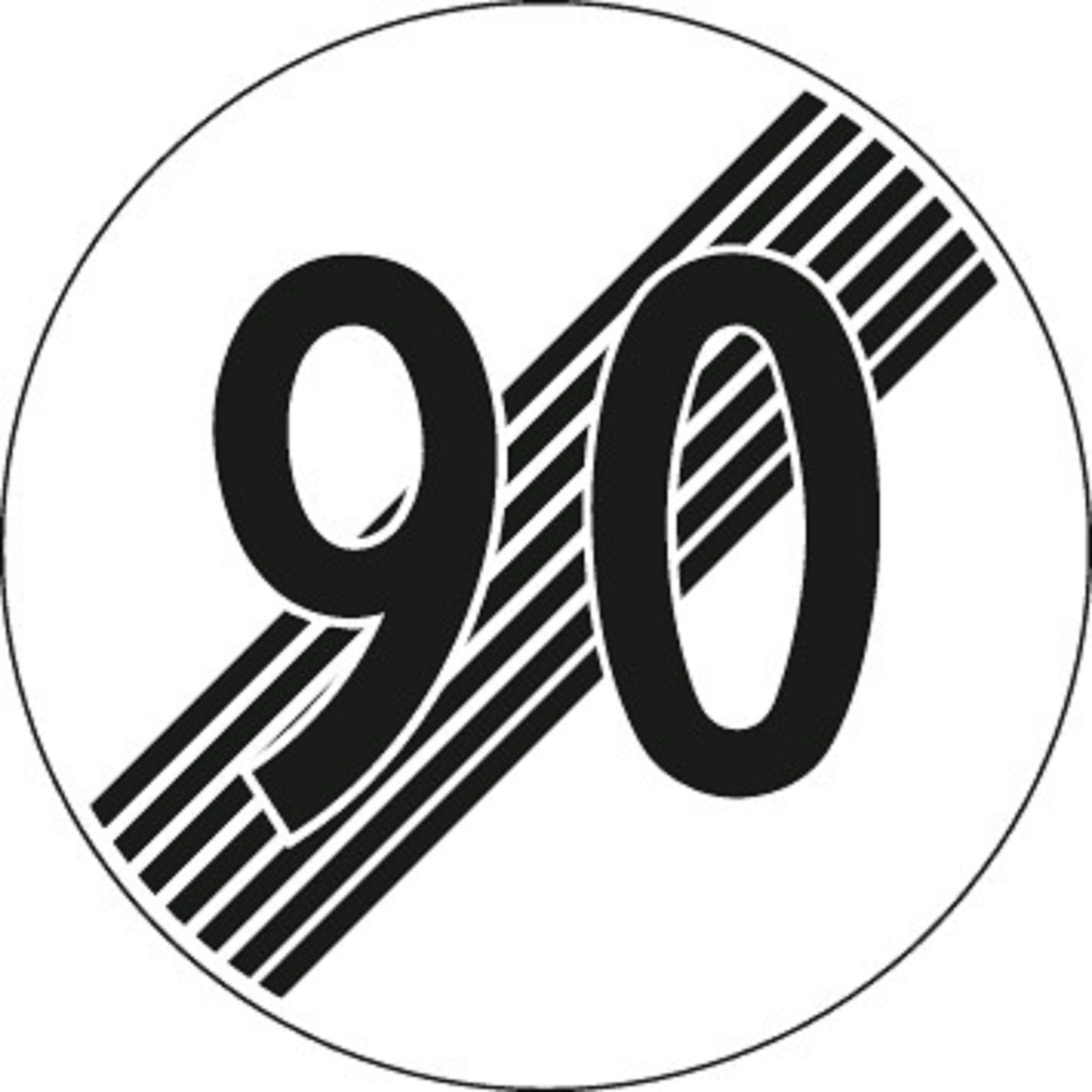 90 km/h Ende der Hochstgeschwindigkeit 2.53 Vorschriftssignale | R1, R2, R3 | SSV