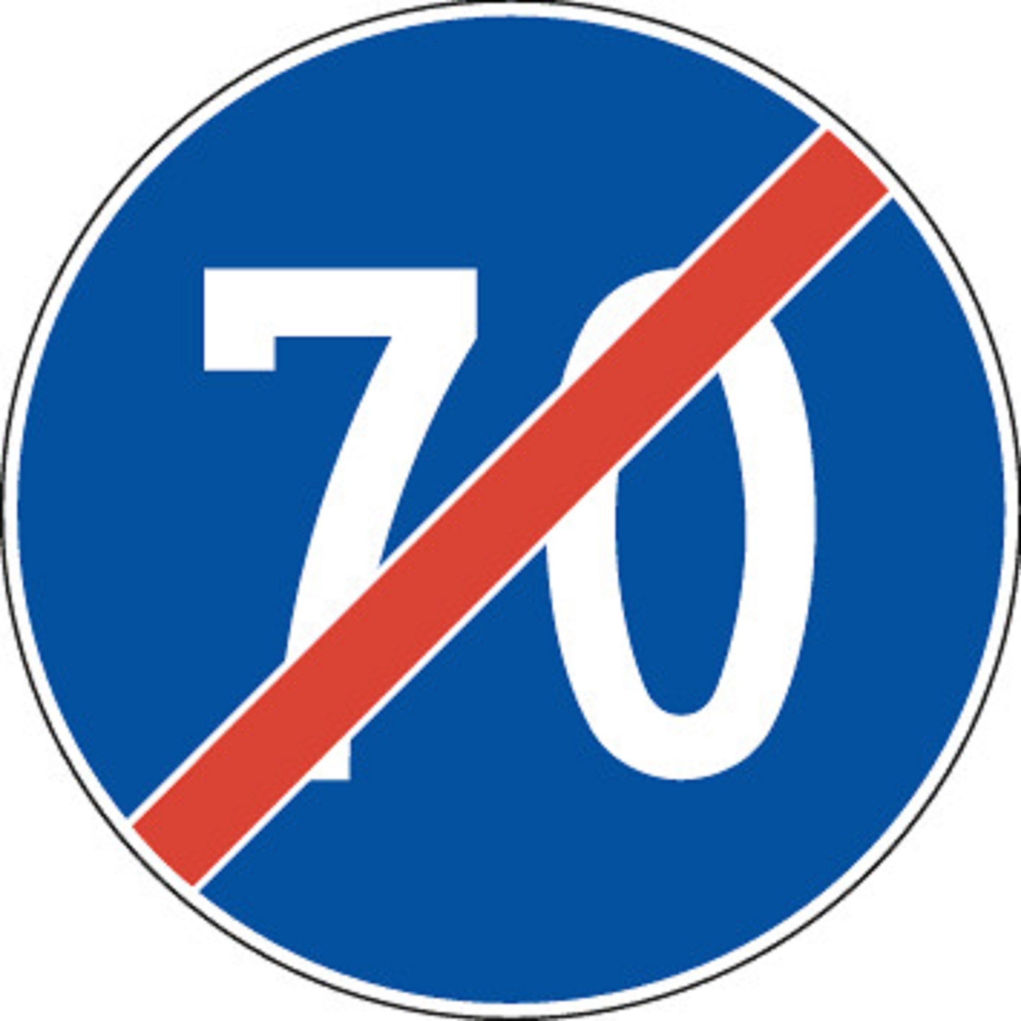 70 km/h Ende der Mindestgeschwindigkeit 2.54 Vorschriftssignale | R1, R2, R3 | SSV