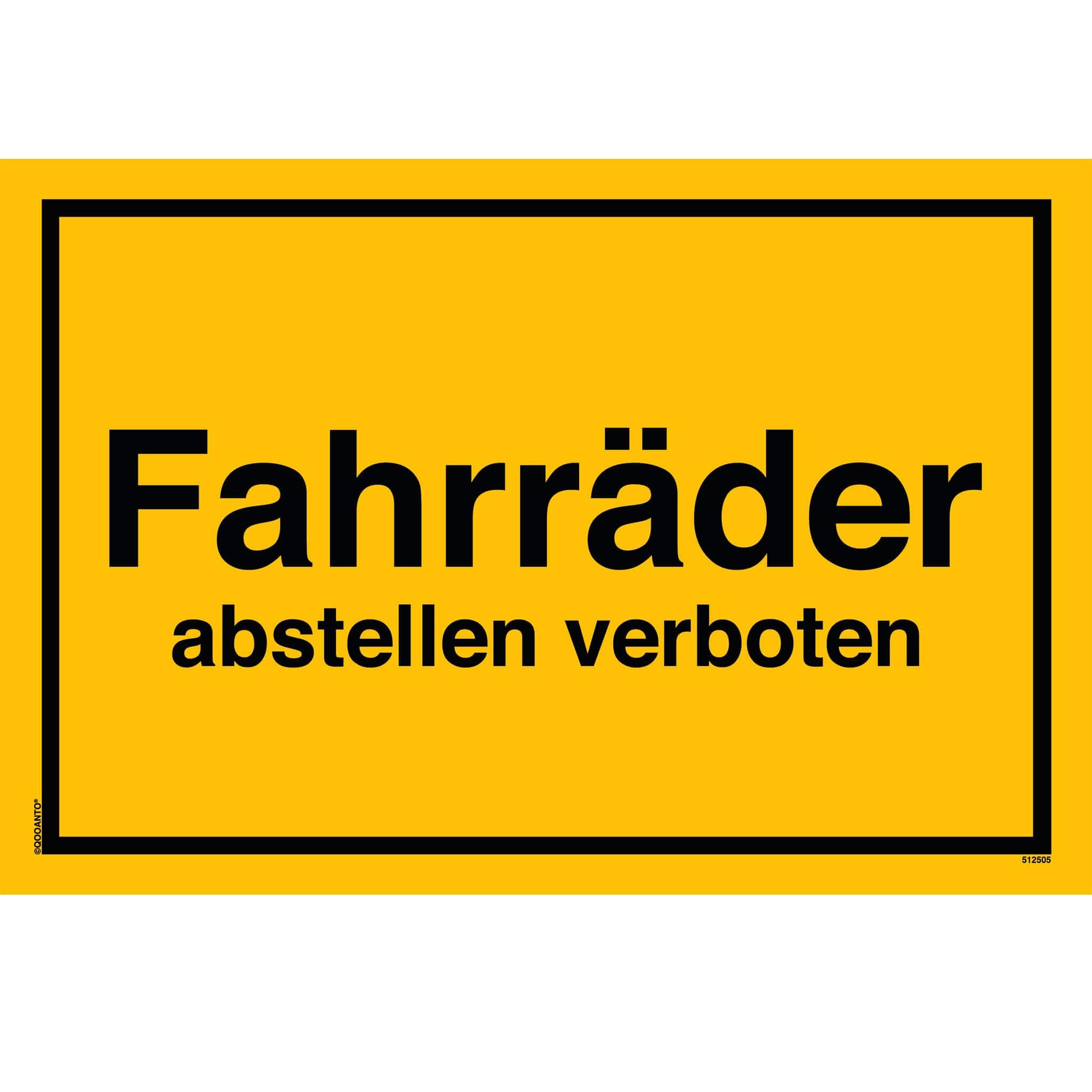 Fahrräder abstellen verboten, gelb, Schild