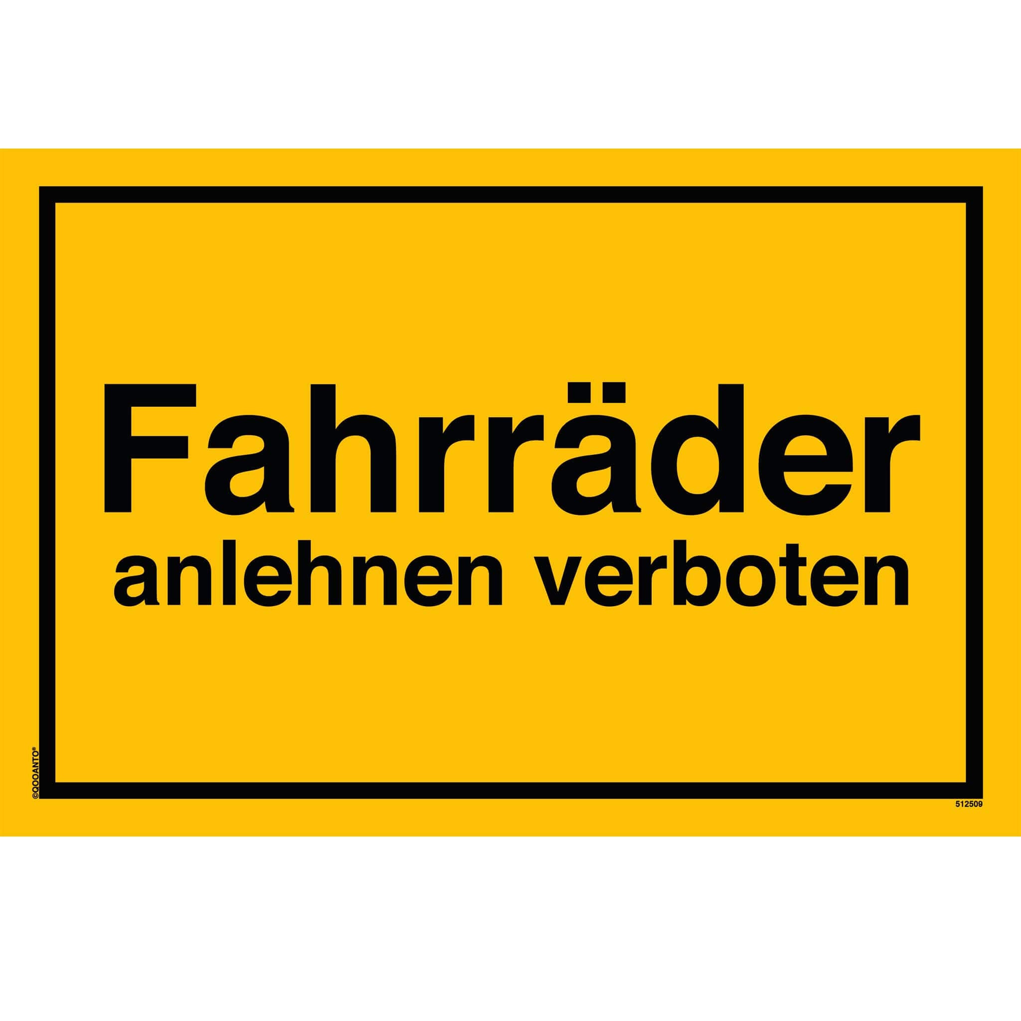 Fahrräder anlehnen verboten, gelb, Schild