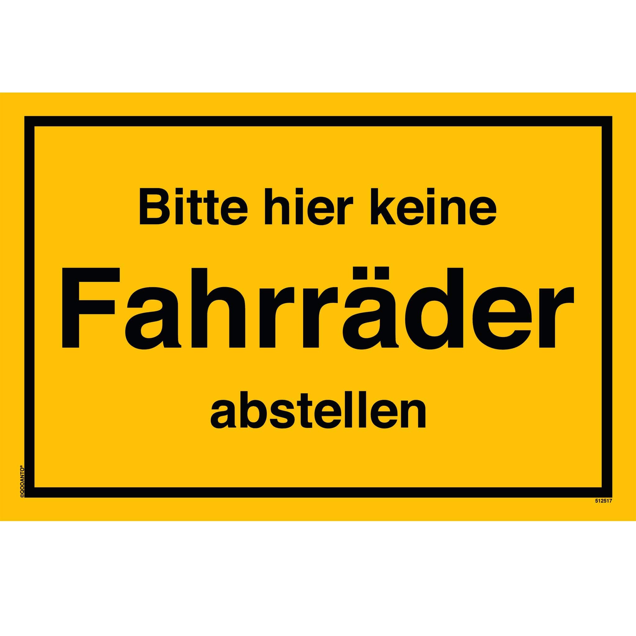 Bitte hier keine Fahrräder abstellen, gelb, Schild