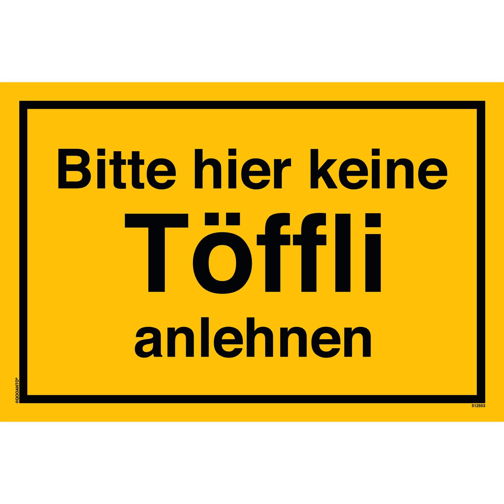 Bitte hier keine Töffli anlehnen, gelb, Schild