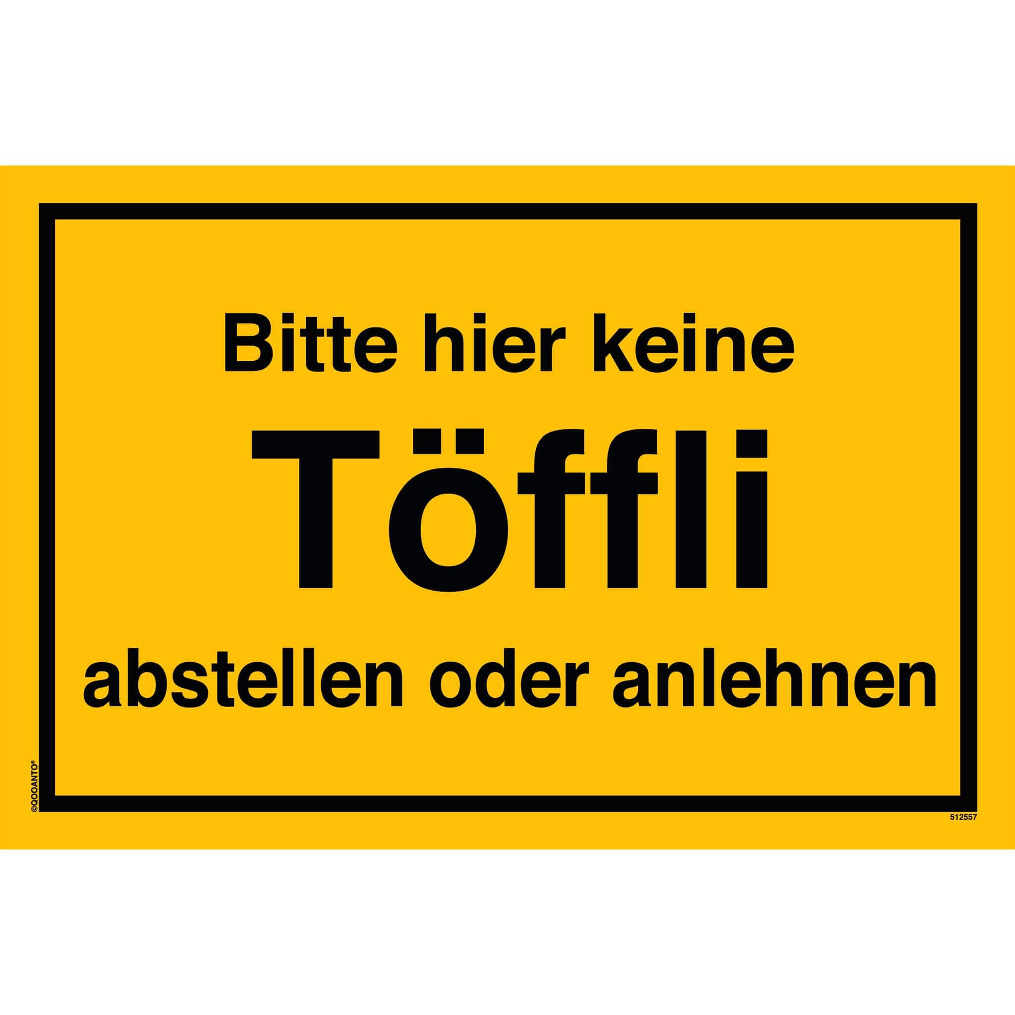Bitte hier keine Töffli abstellen oder anlehnen, gelb, Schild