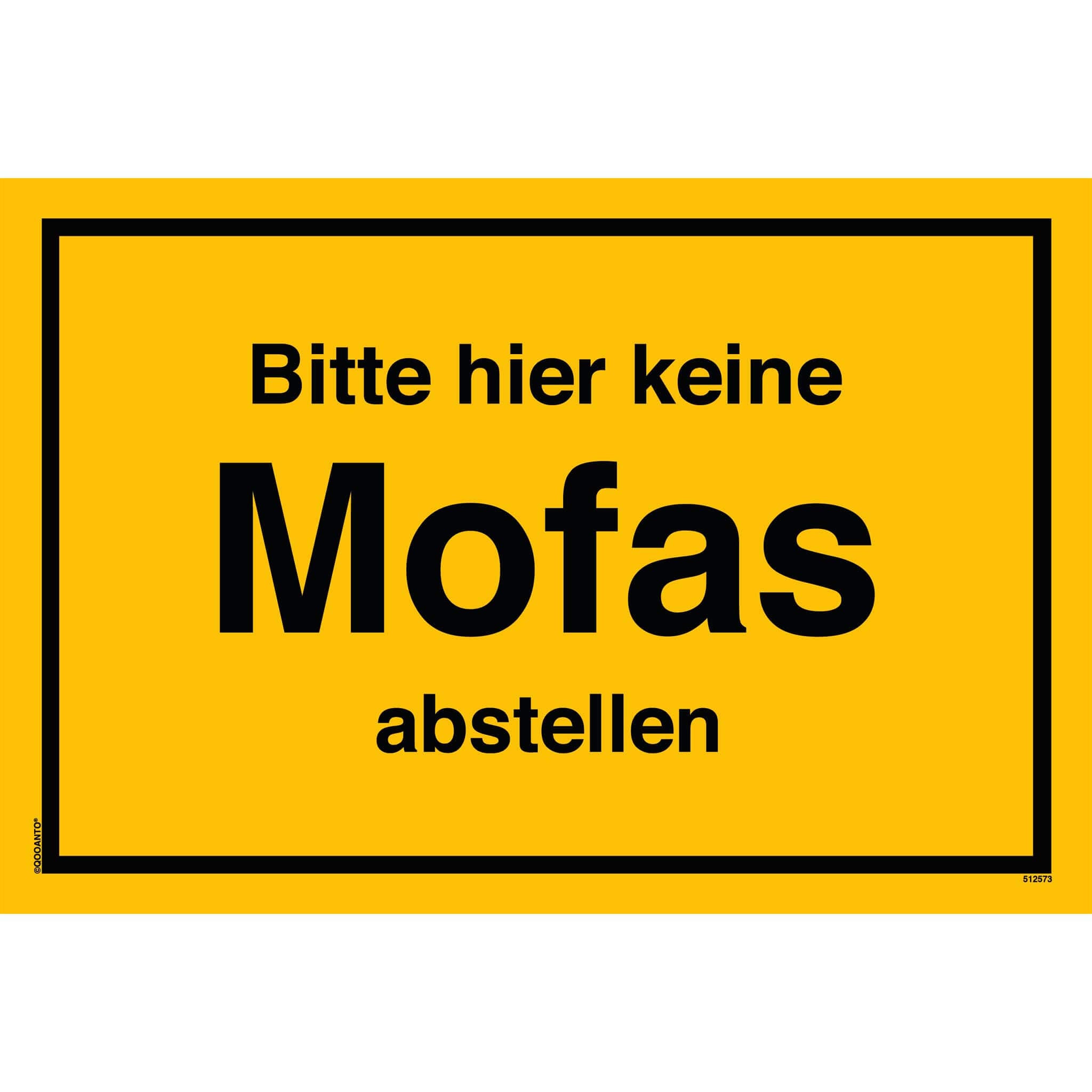 Bitte hier keine Mofas abstellen, gelb, Schild