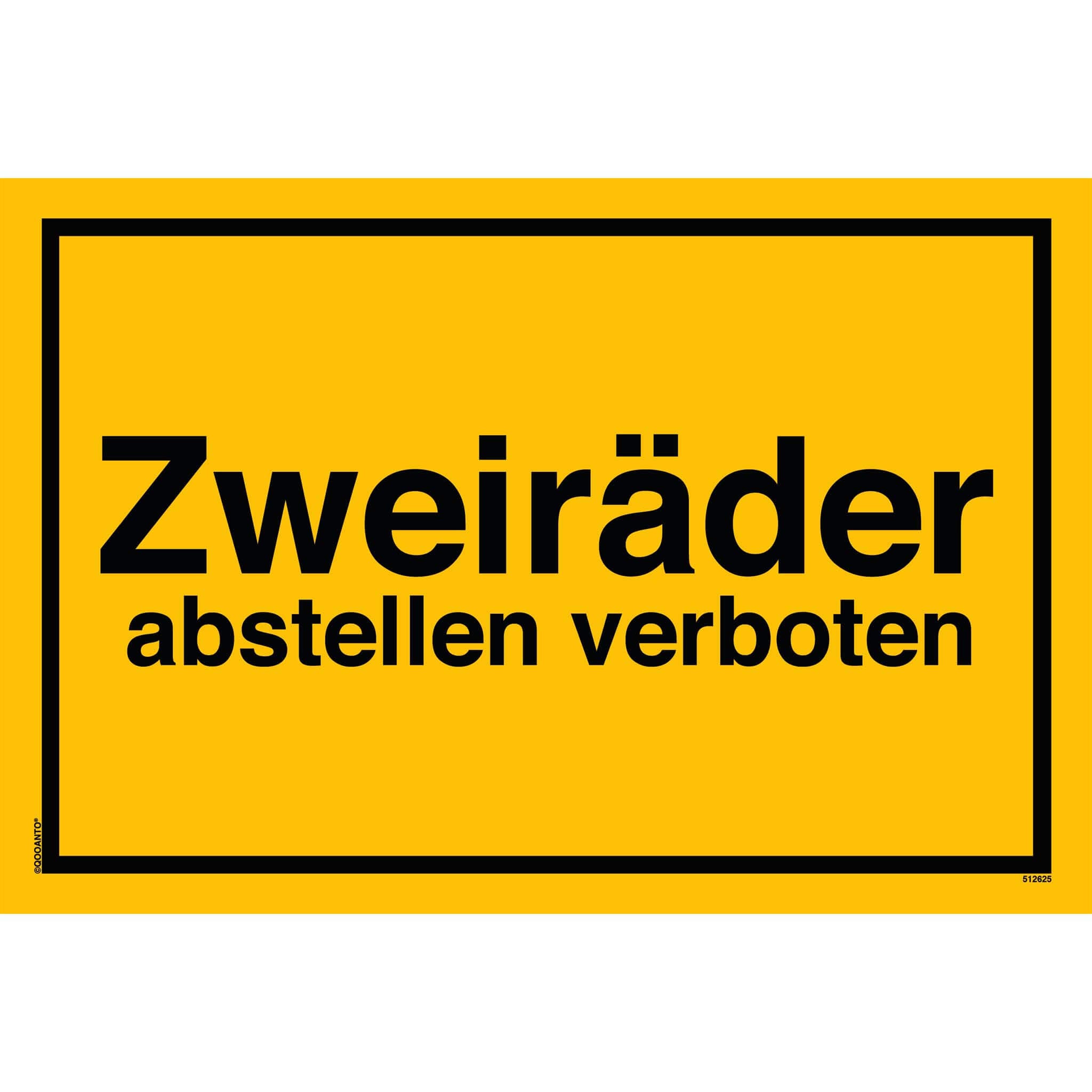 Zweiräder abstellen verboten, gelb, Schild
