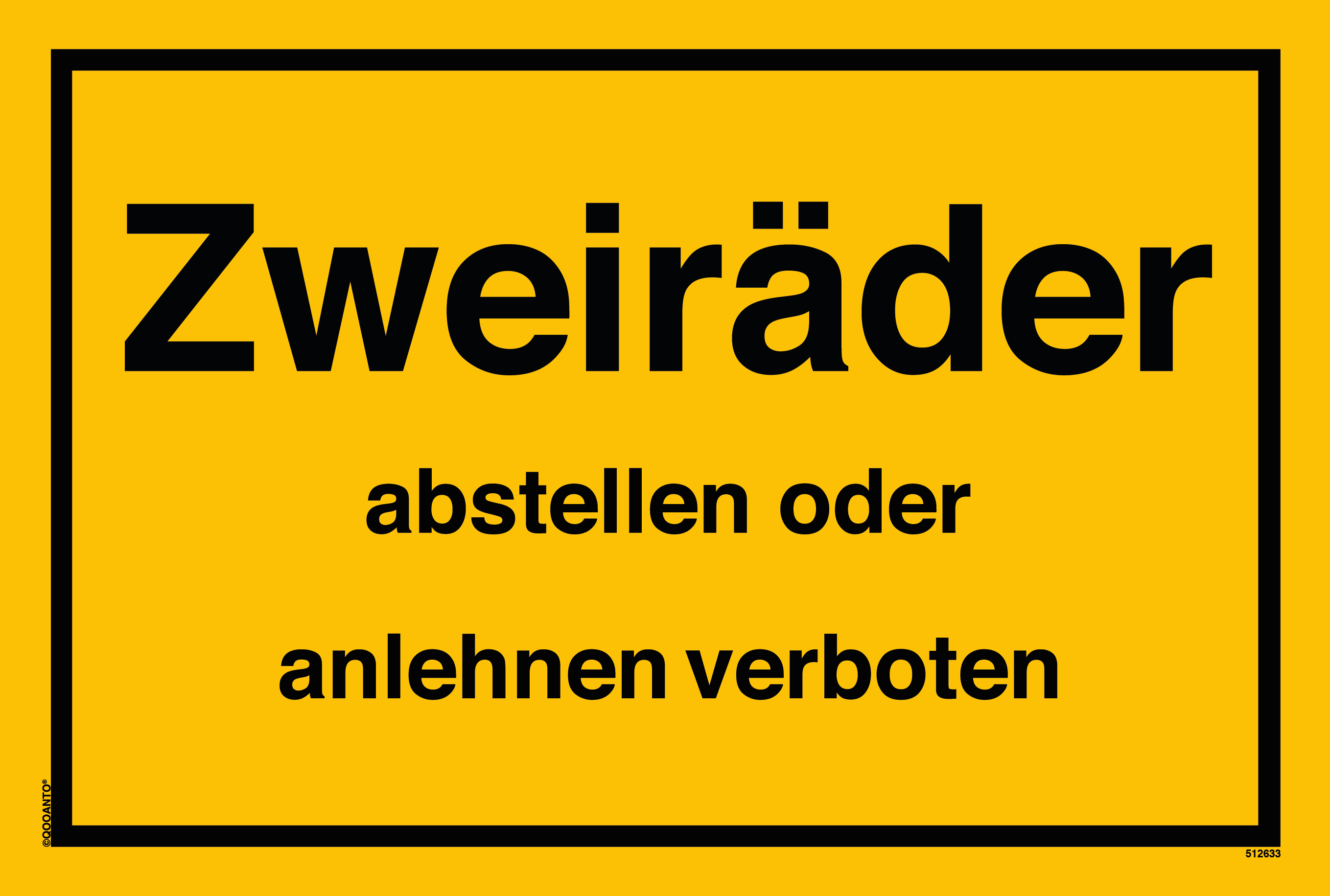Zweiräder abstellen oder anlehnen verboten, gelb, Schild