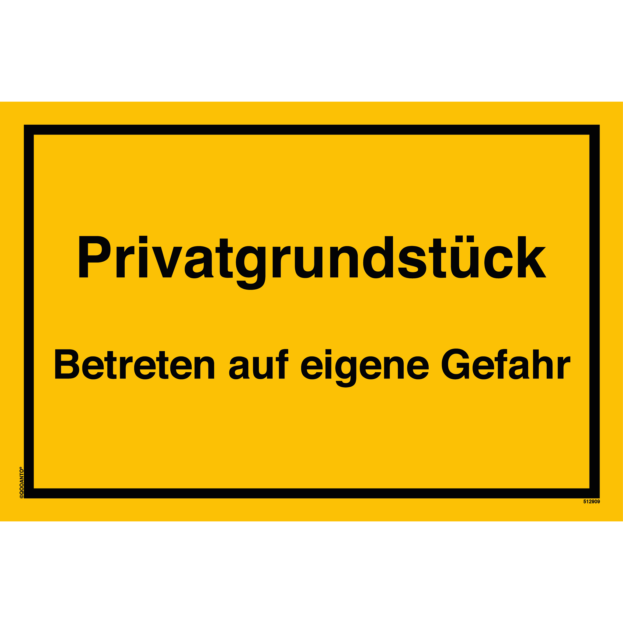 Privatgrundstück Betreten auf eigene Gefahr, gelb, Schild