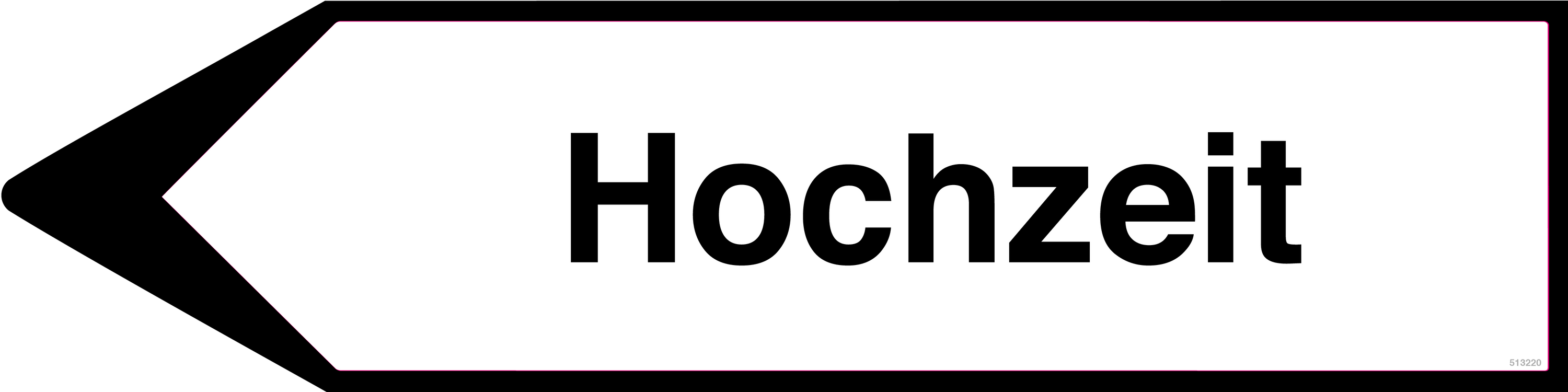 Linksweisend Hochzeit, Schild