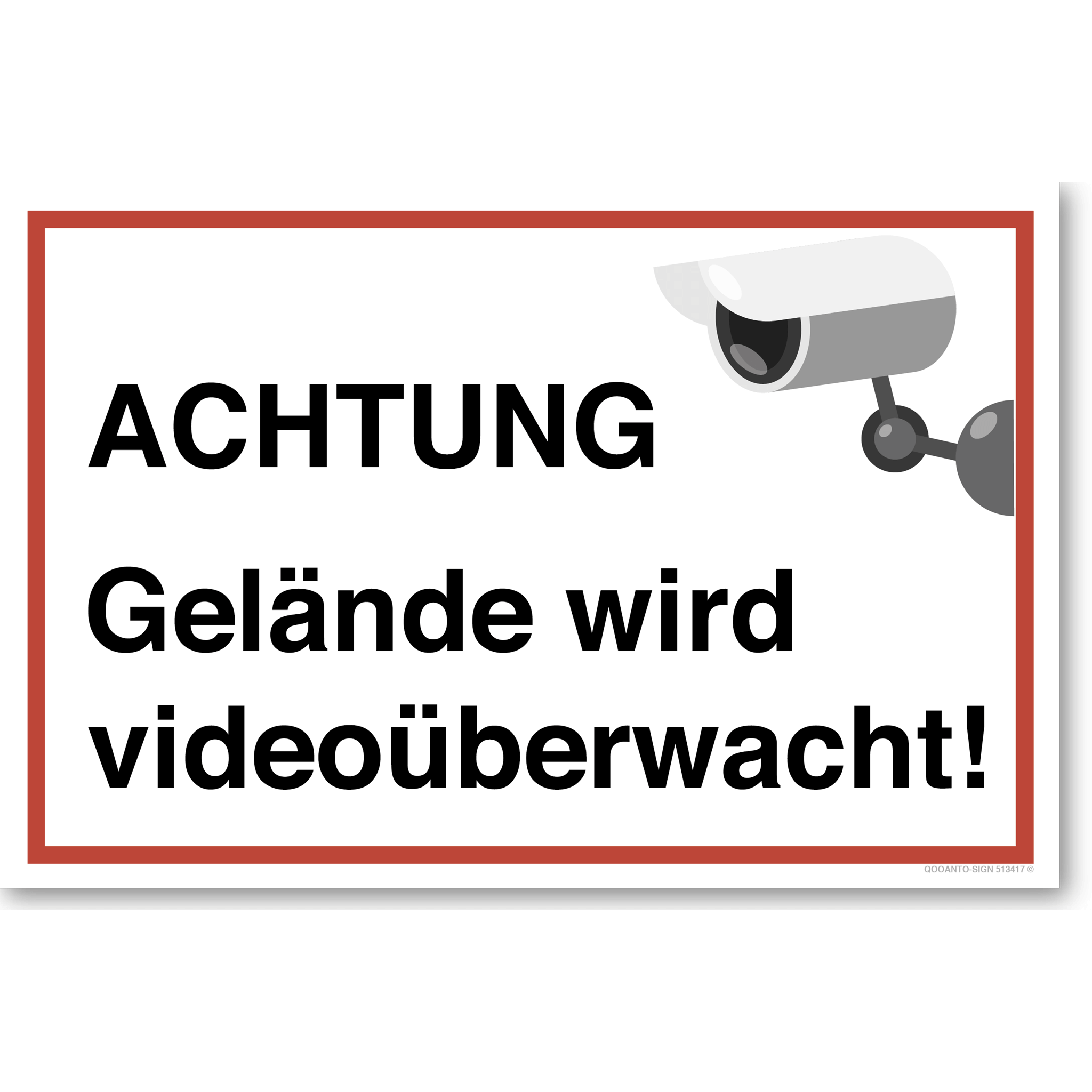 10 Stück Videoüberwachung Aufkleber ACHTUNG Gelände Wird Videoüberwacht | UV-Schutz | Klebefolie | 20 x 13.3 cm | Weiss/Rot | Rechteck | Querformat