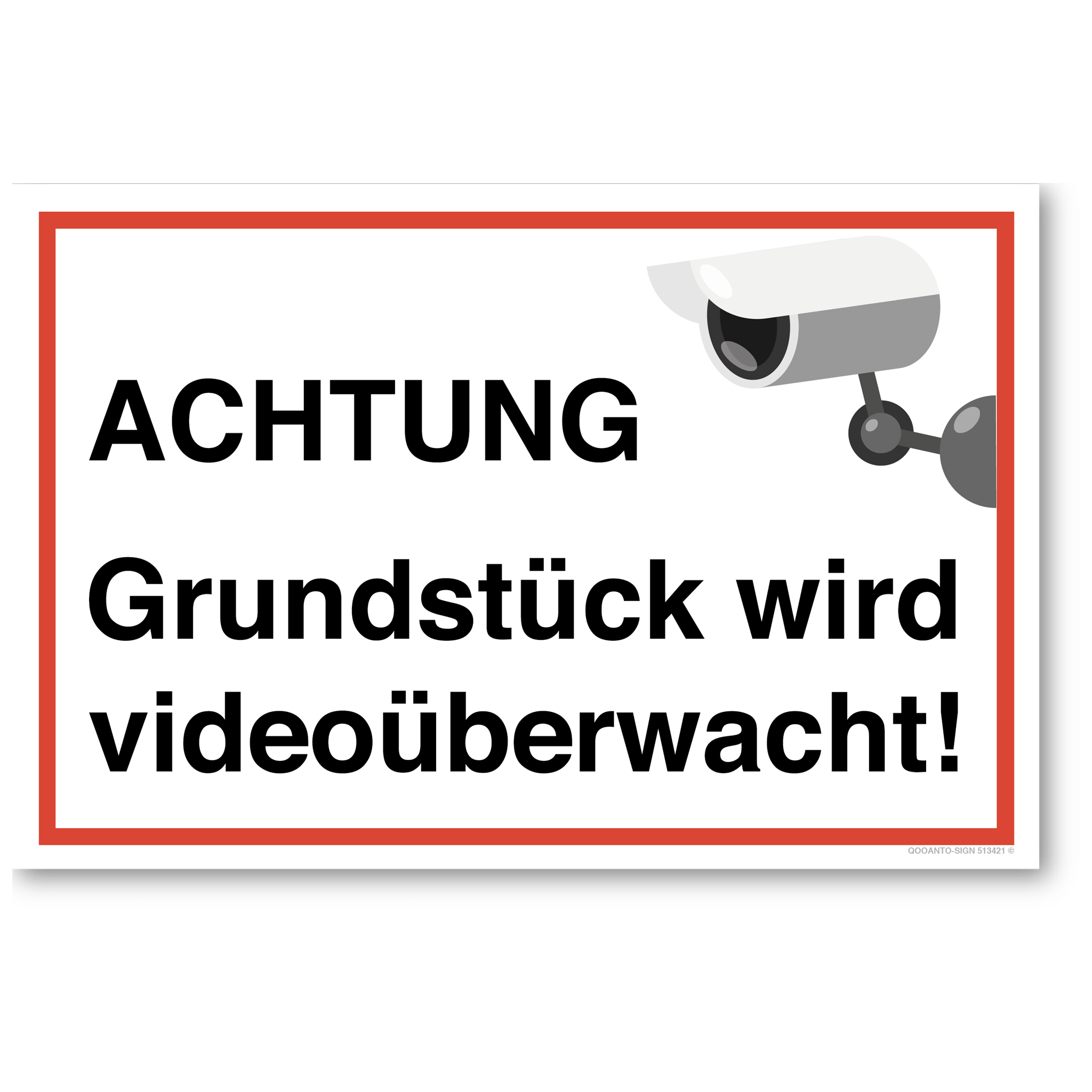 10 Stück (inkl. gratis Lochbohrungen) Videoüberwachung Schild ACHTUNG Grundstück Wird Videoüberwacht | UV-Schutz | Alu-Verbund