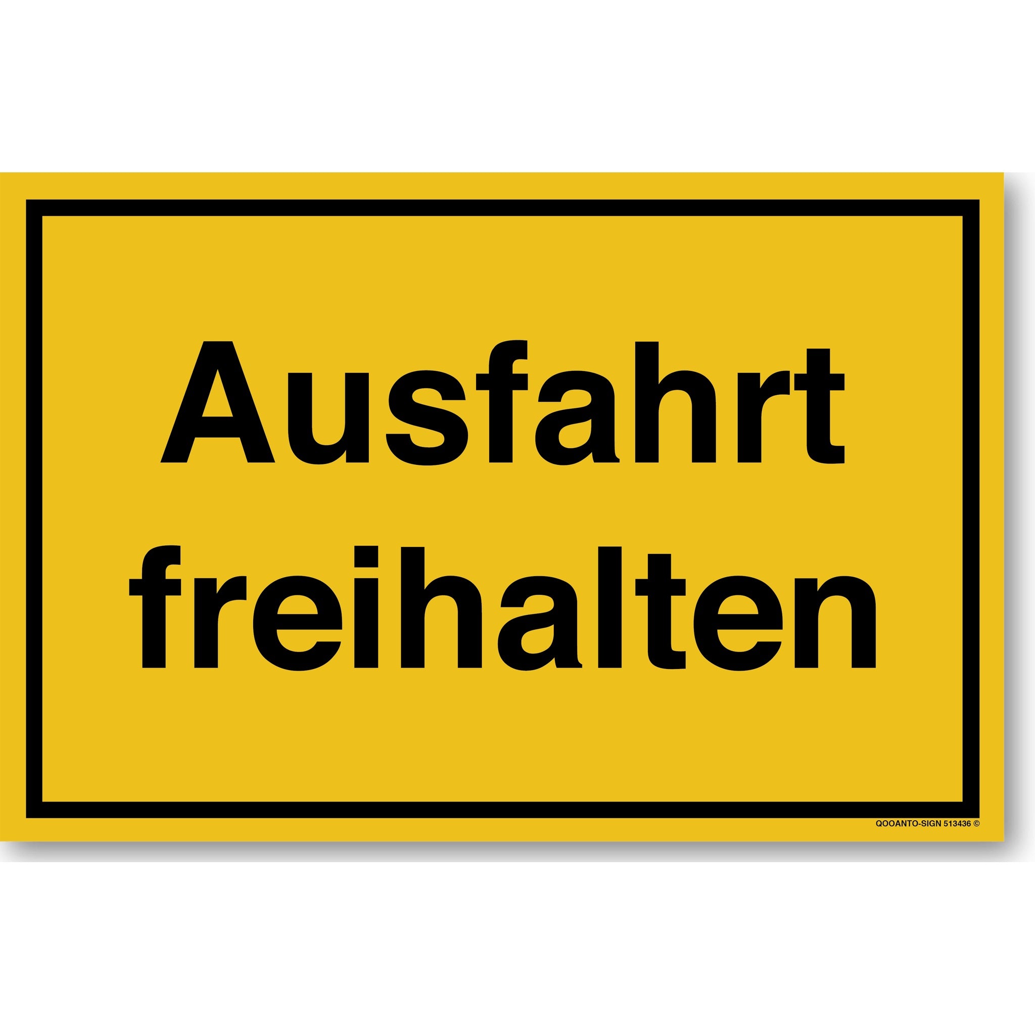 Ausfahrt freihalten, gelb, Schild