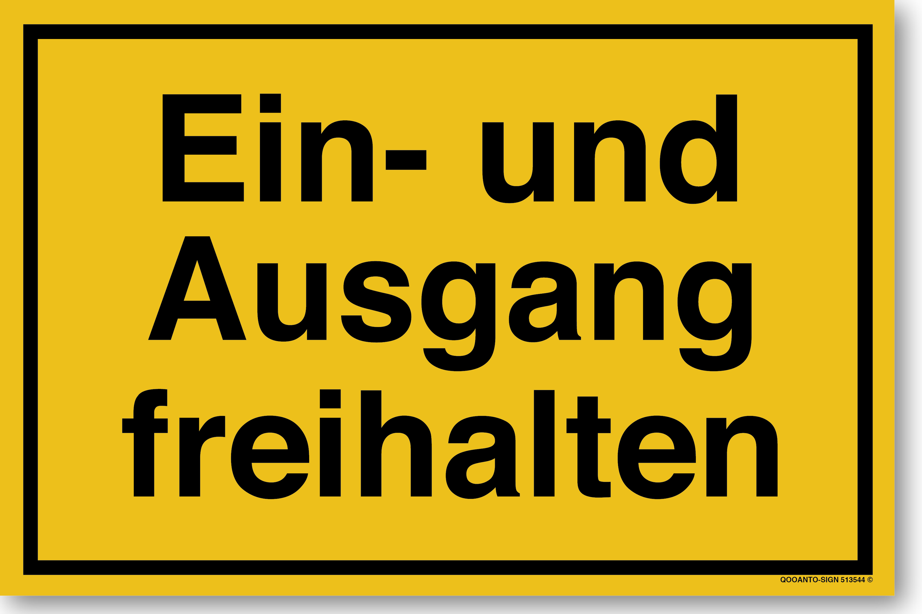 Ein- und Ausgang freihalten, gelb, Schild