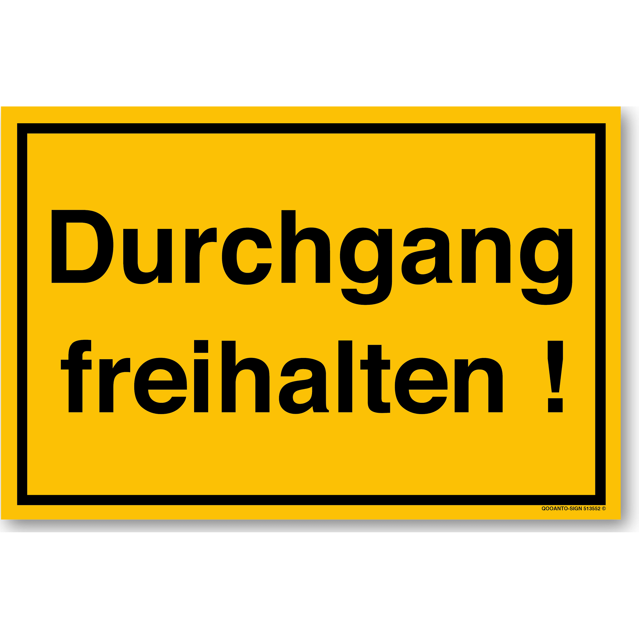 Durchgang freihalten!, gelb, Schild oder Aufkleber