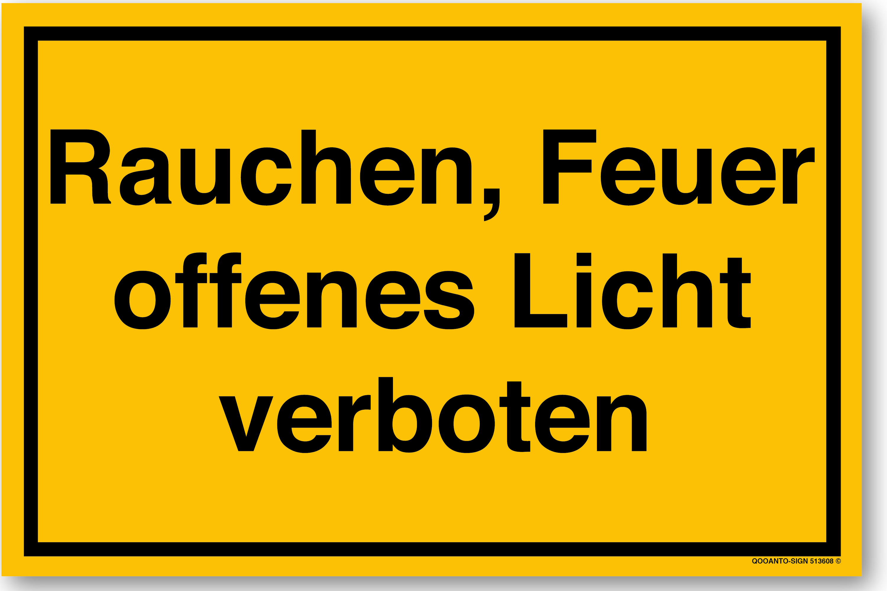 Rauchen, Feuer und offenes Licht verboten, gelb, Schild