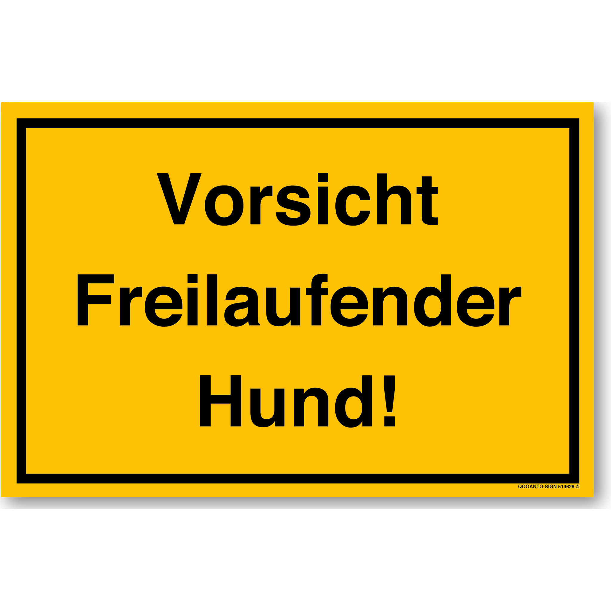 Vorsicht Freilaufender Hund, gelb, Schild oder Aufkleber