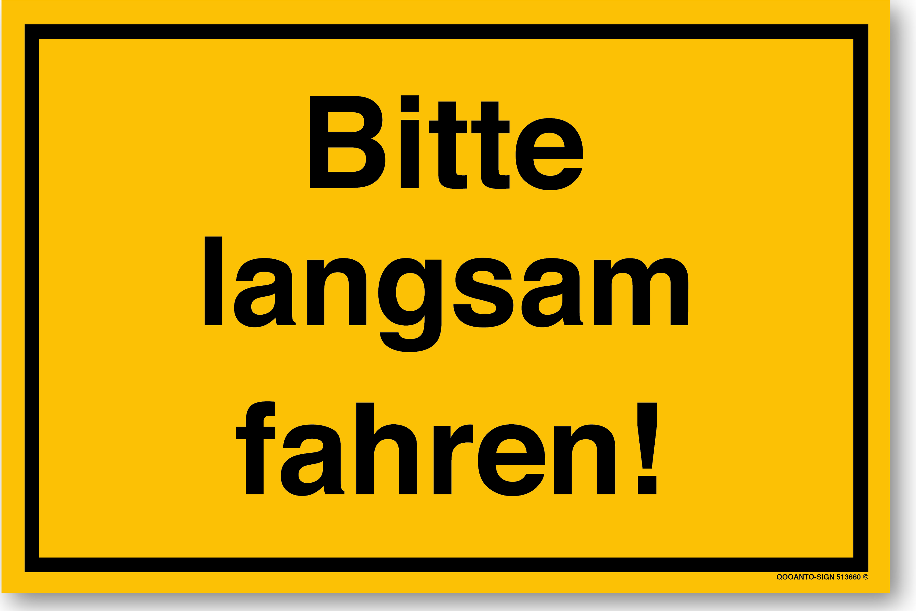 3 Stück Bitte Langsam Fahren! Schild | Alu-Verbund | 20 x 13.3 cm | Gelb | Rechteck | Querformat