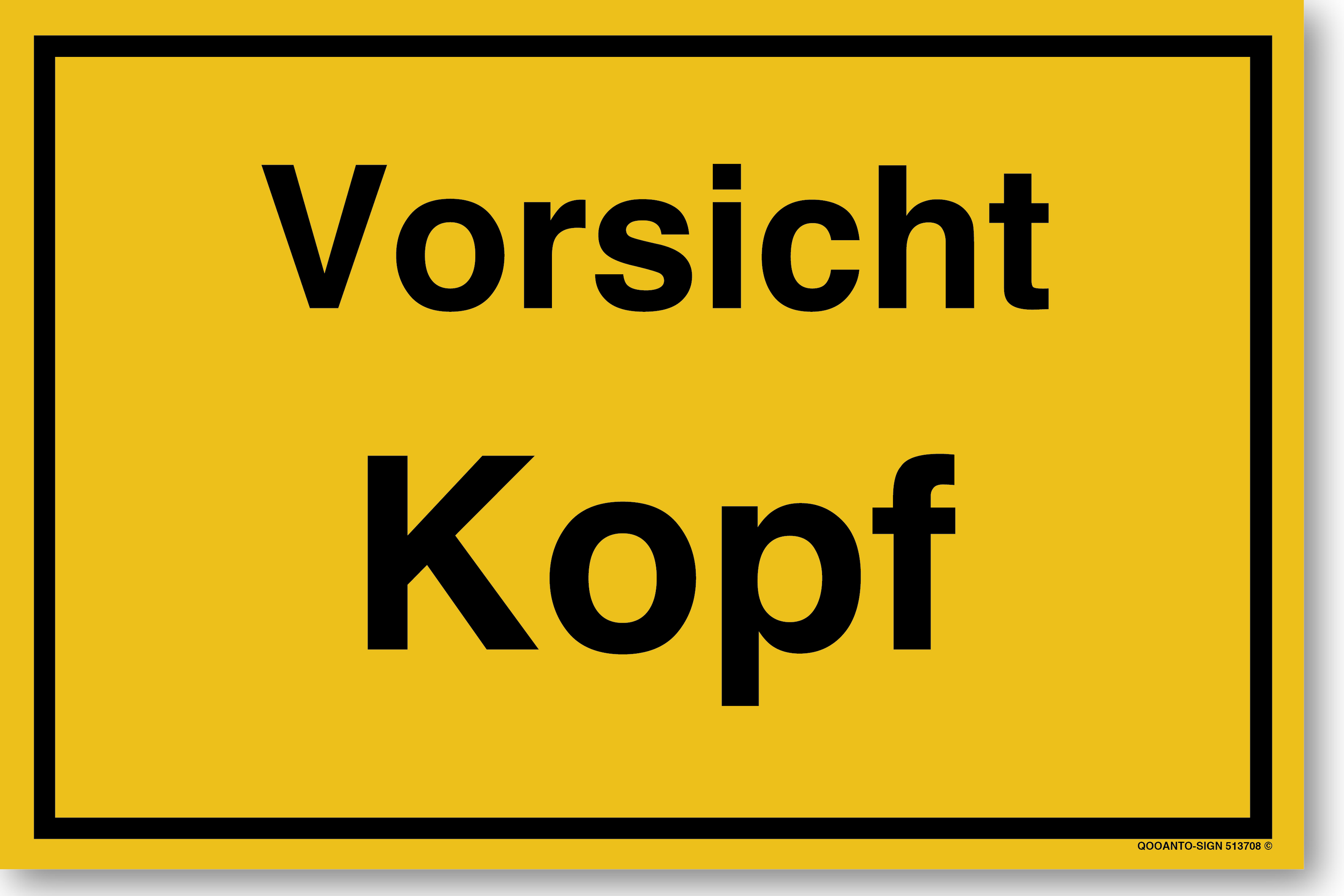 Vorsicht Kopf, gelb, Schild