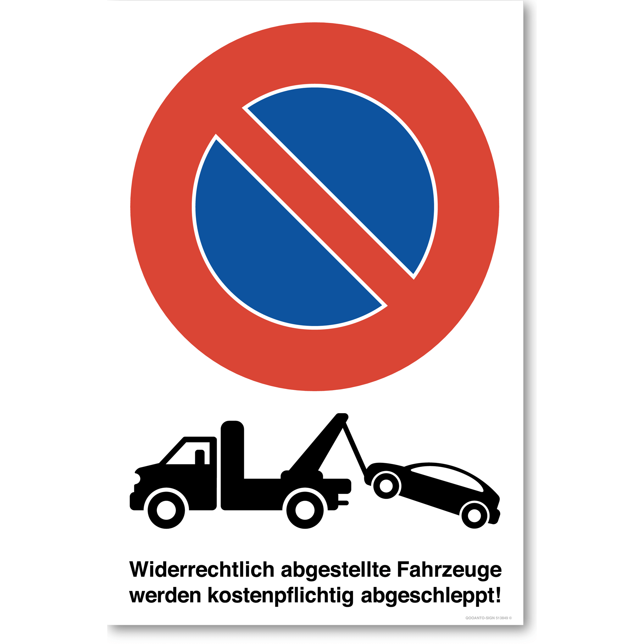 3 Stück Parkplatz Abschleppwagen Widerrechtliches ParkverbotsSchild | Alu-Verbund | 13.3 x 20 cm | Weiss | Rechteck | Hochformat