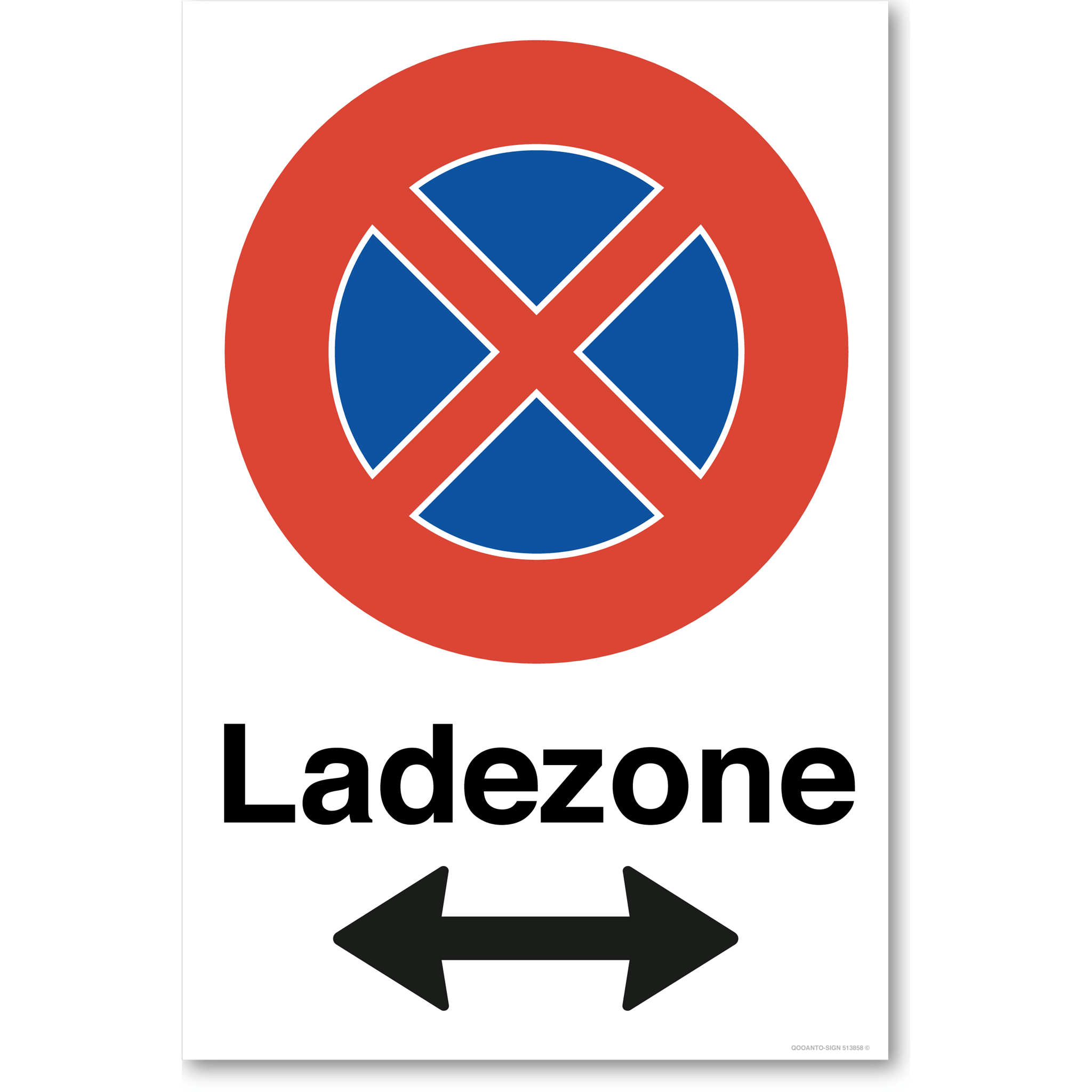 Ladezone mit Pfeil links und rechts weisend - Halten verboten - Parkverbotsschild hochformat