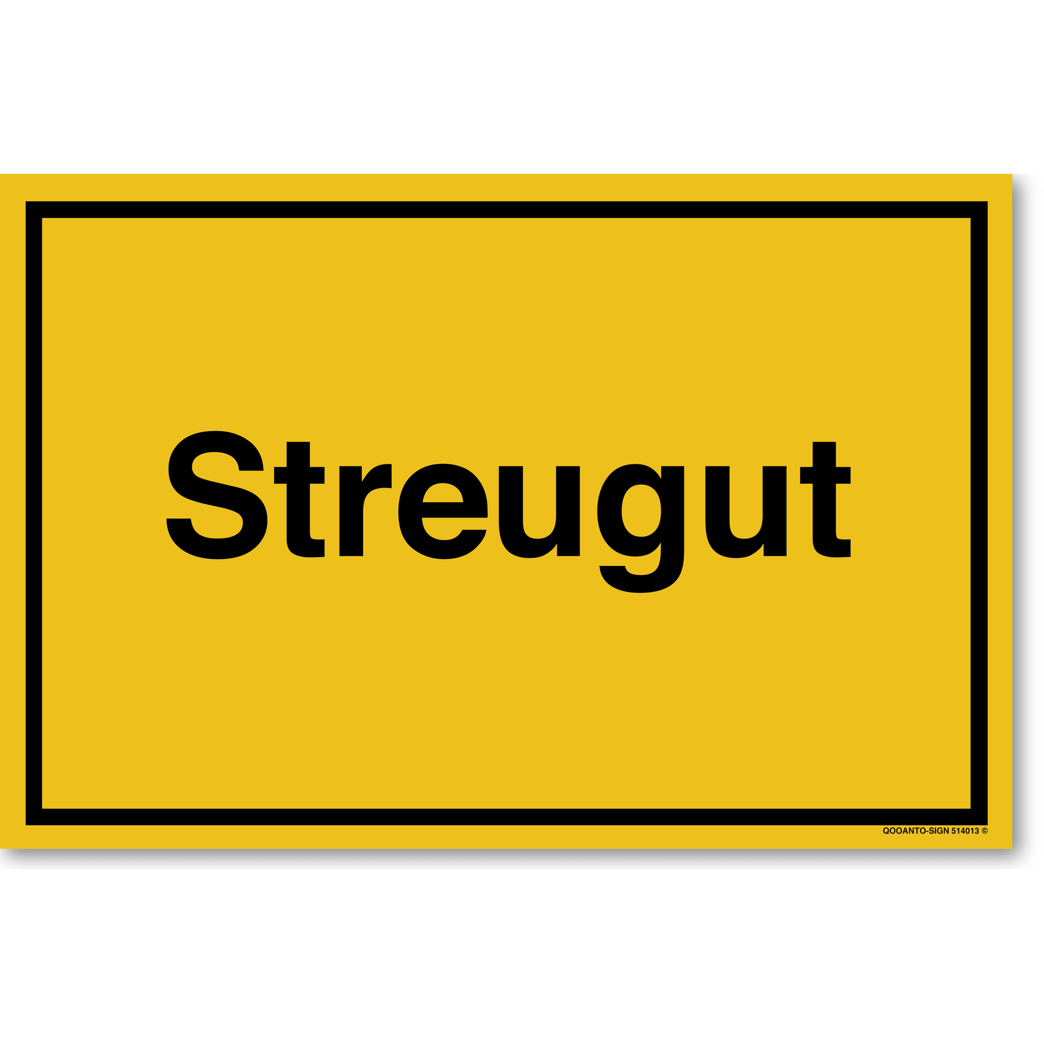 Streugut, gelb, Schild