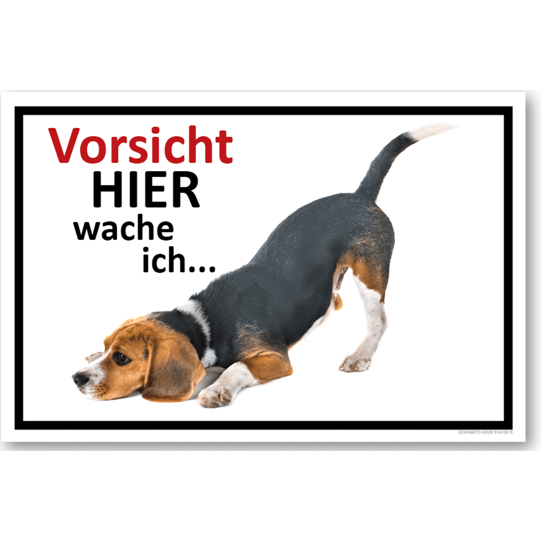Vorsicht Hier wache ich... Beagle, Schild oder Aufkleber