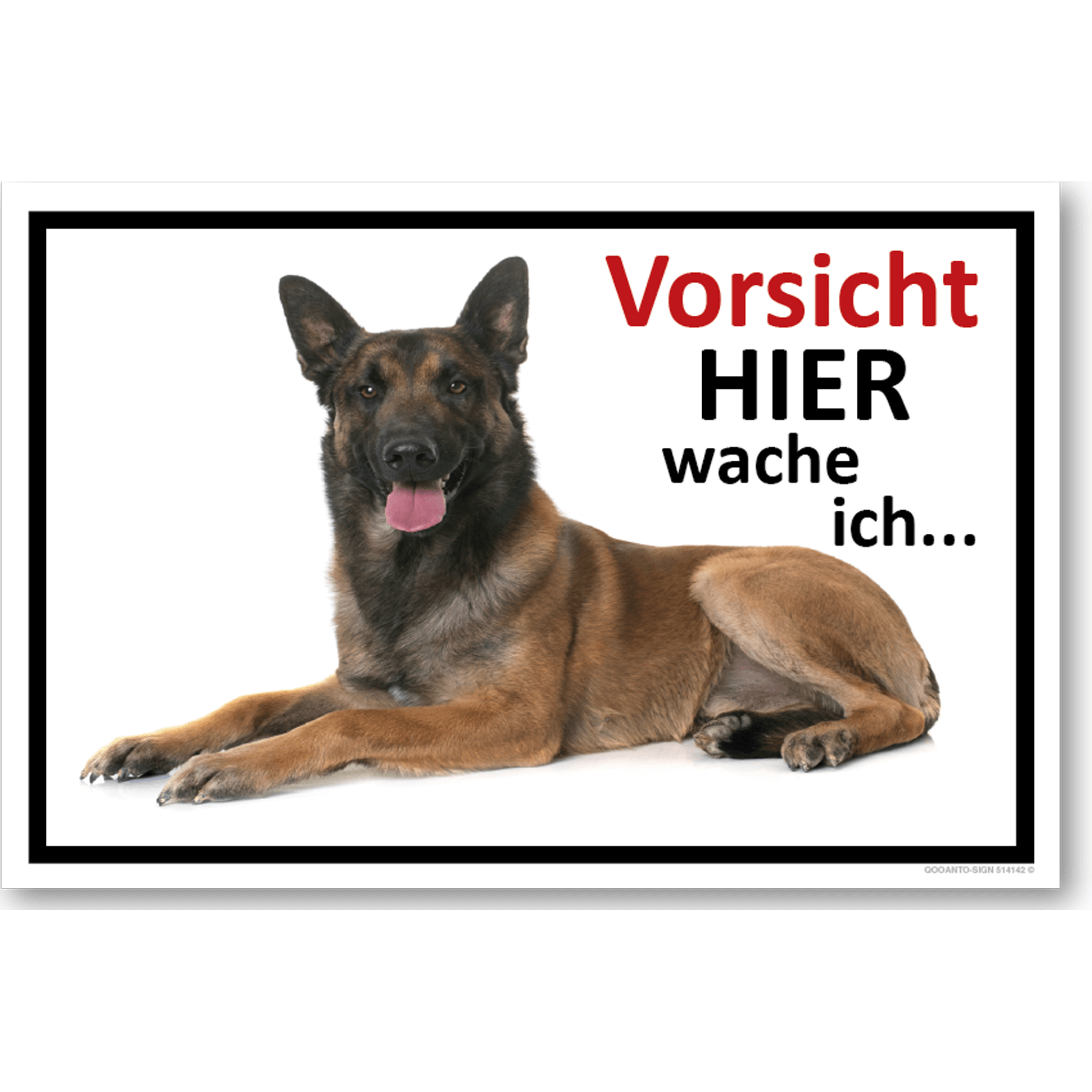 3 Stück Vorsicht Hier Wache Ich... Belgischer Schäferhund HundeSchild | Alu-Verbund | 20 x 13.3 cm | Weiss/Rot | Rechteck | Querformat