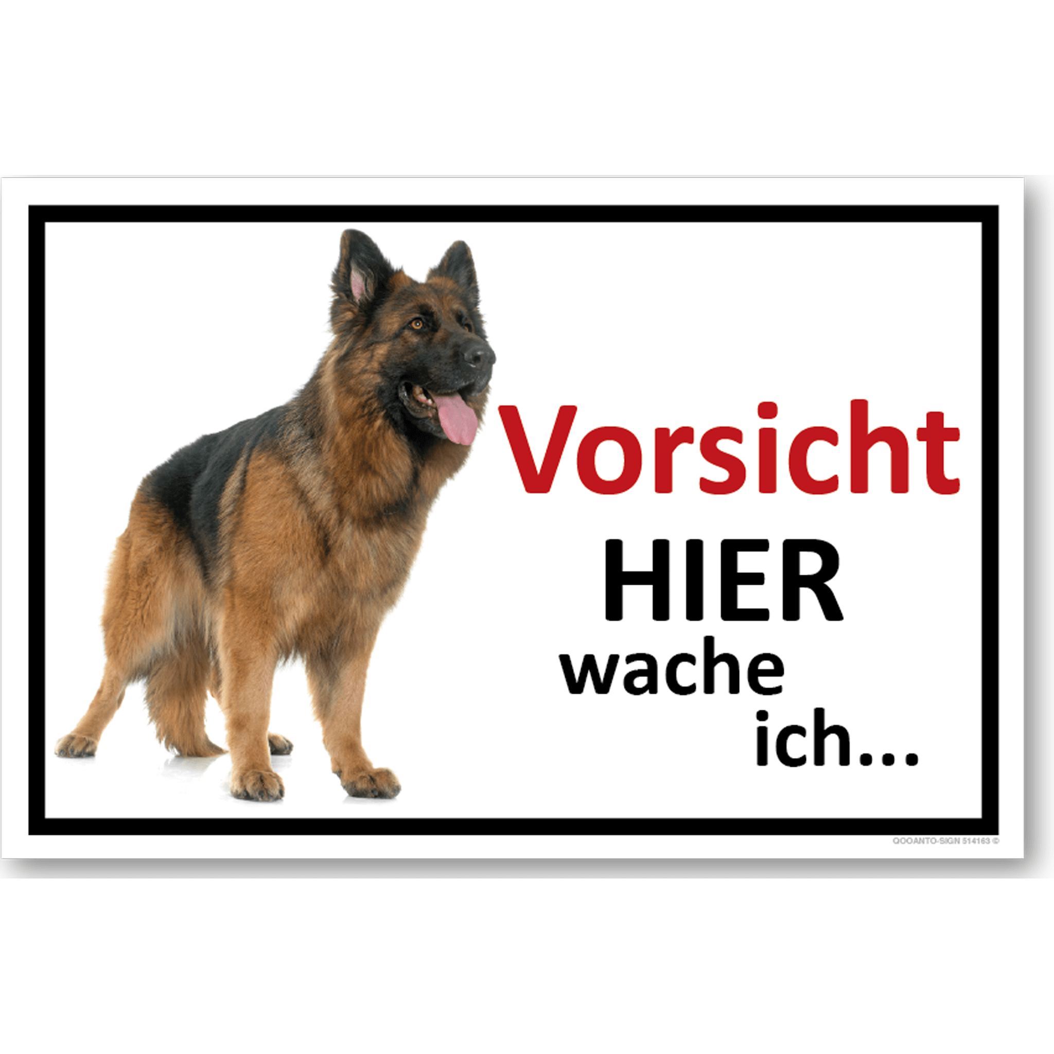 3 Stück Vorsicht Hier Wache Ich... Deutscher Schäferhund HundeSchild | Alu-Verbund | 20 x 13.3 cm | Weiss/Rot | Rechteck | Querformat