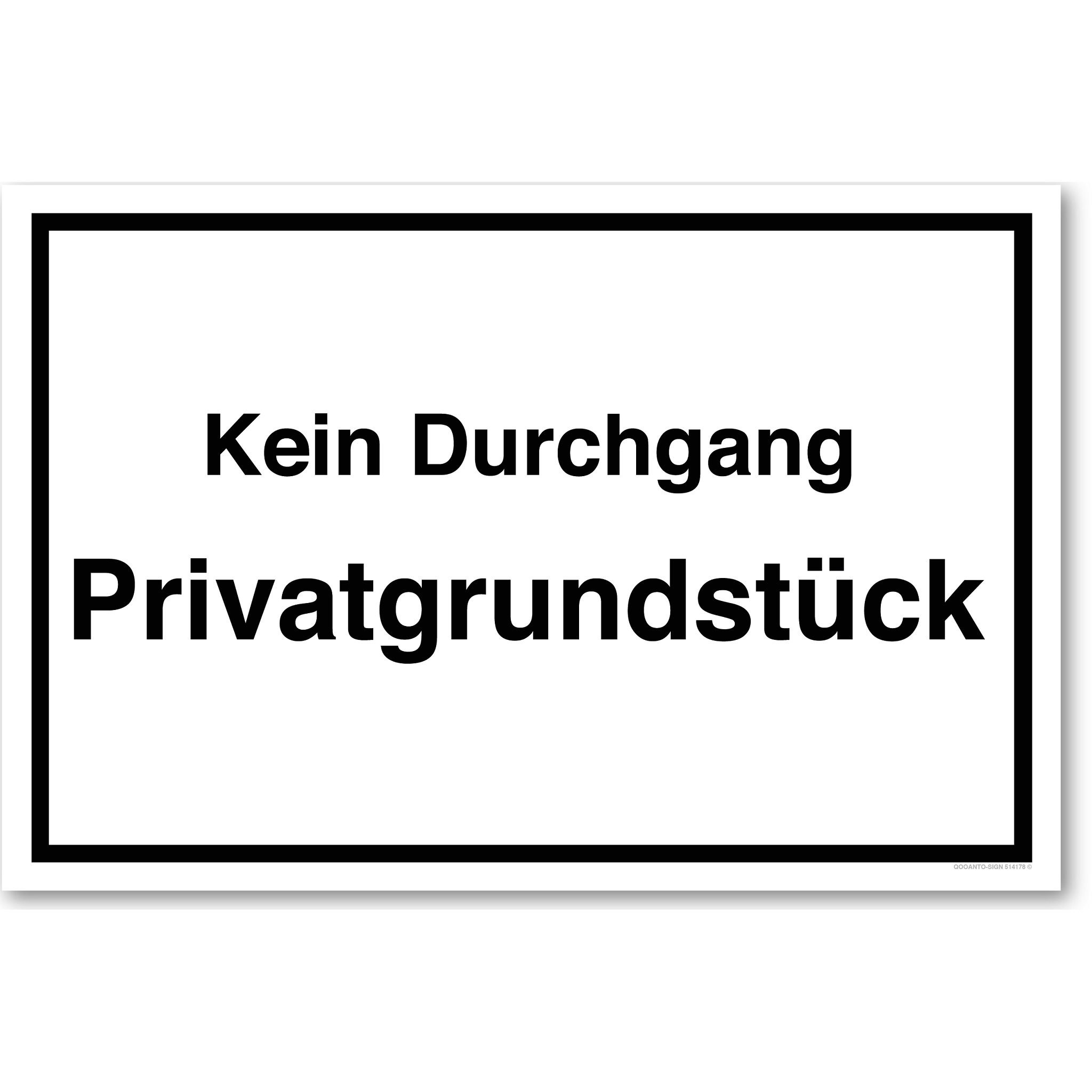 Kein Durchgang Privatgrundstück, weiss, Schild oder Aufkleber