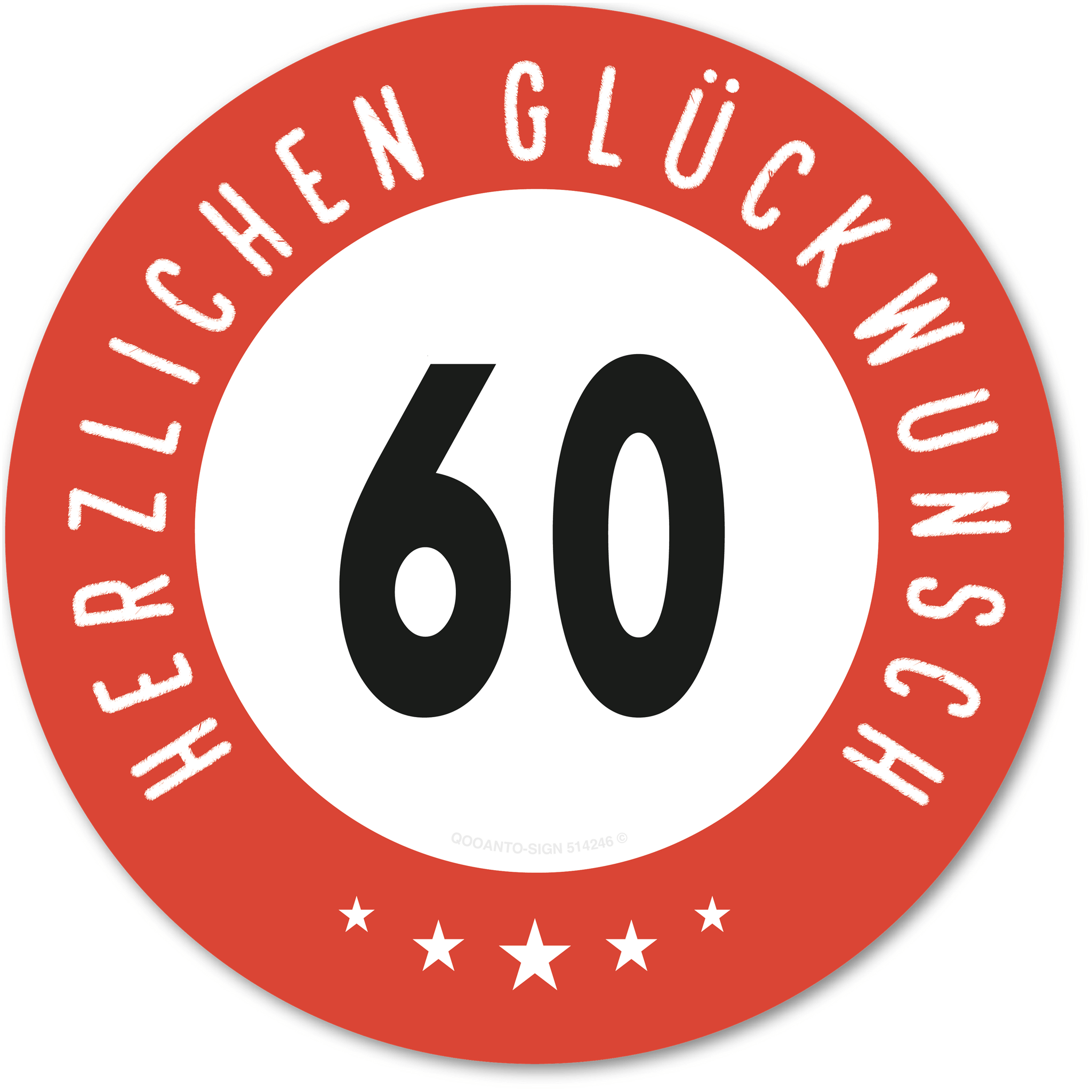 Herzlichen Glückwunsch 60 Jahre mit 5 Sterne - Geburtstag, Jubiläum, Ehrentag, Jahrestag Strassenschild