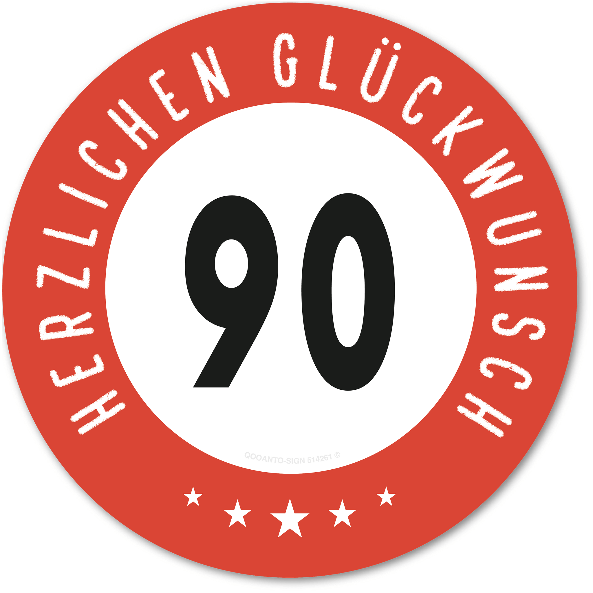 Herzlichen Glückwunsch 90 Jahre mit 5 Sterne - Geburtstag, Jubiläum, Ehrentag, Jahrestag Strassenschild