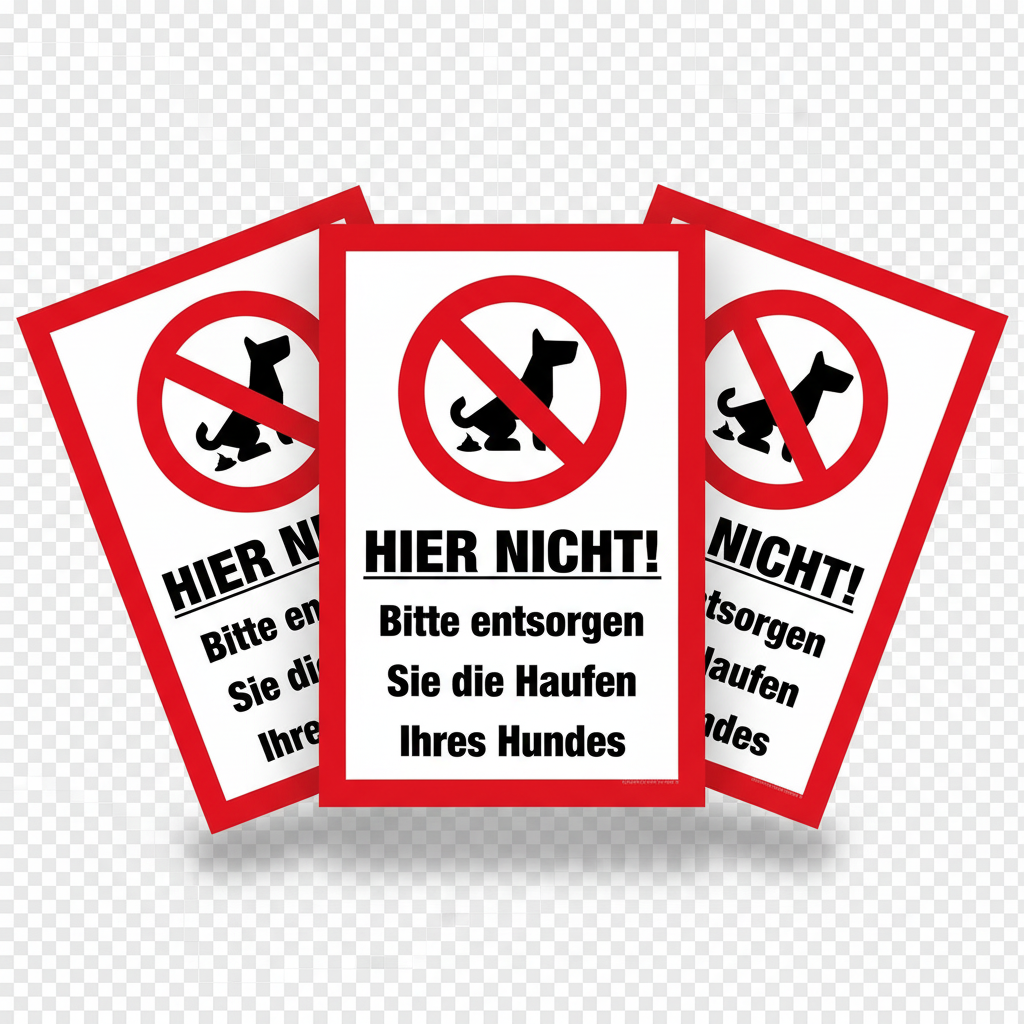 3 Stück Kein Hundeklo Schild Hier Nicht! Bitte Entsorgen Sie Die Haufen Ihres Hundes | UV-Schutz | Alu-Verbund | 13.3 x 20 cm | Weiss/Rot | Rechteck | Hochformat