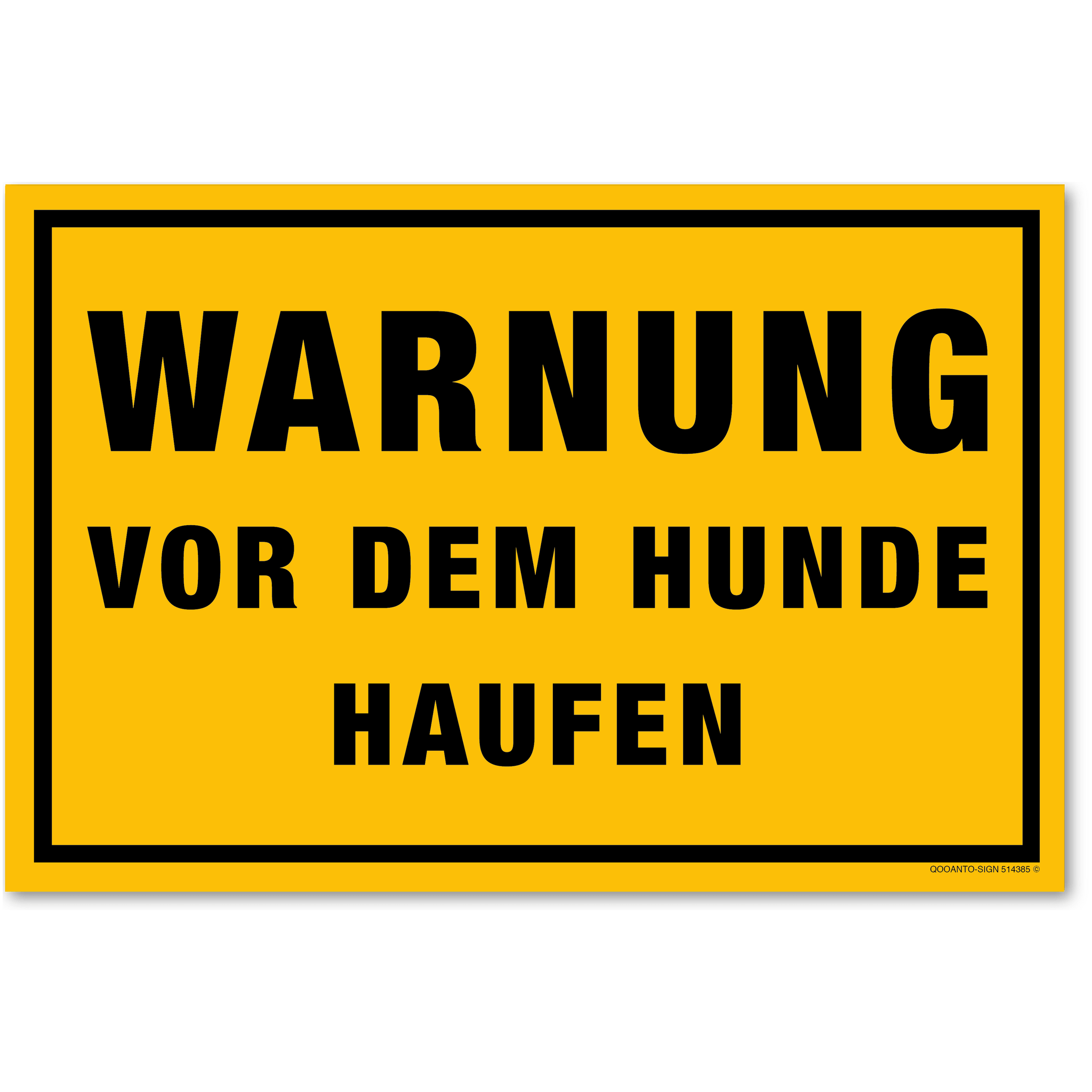 Warnung vor dem Hunde Haufen, gelb, Schild oder Aufkleber