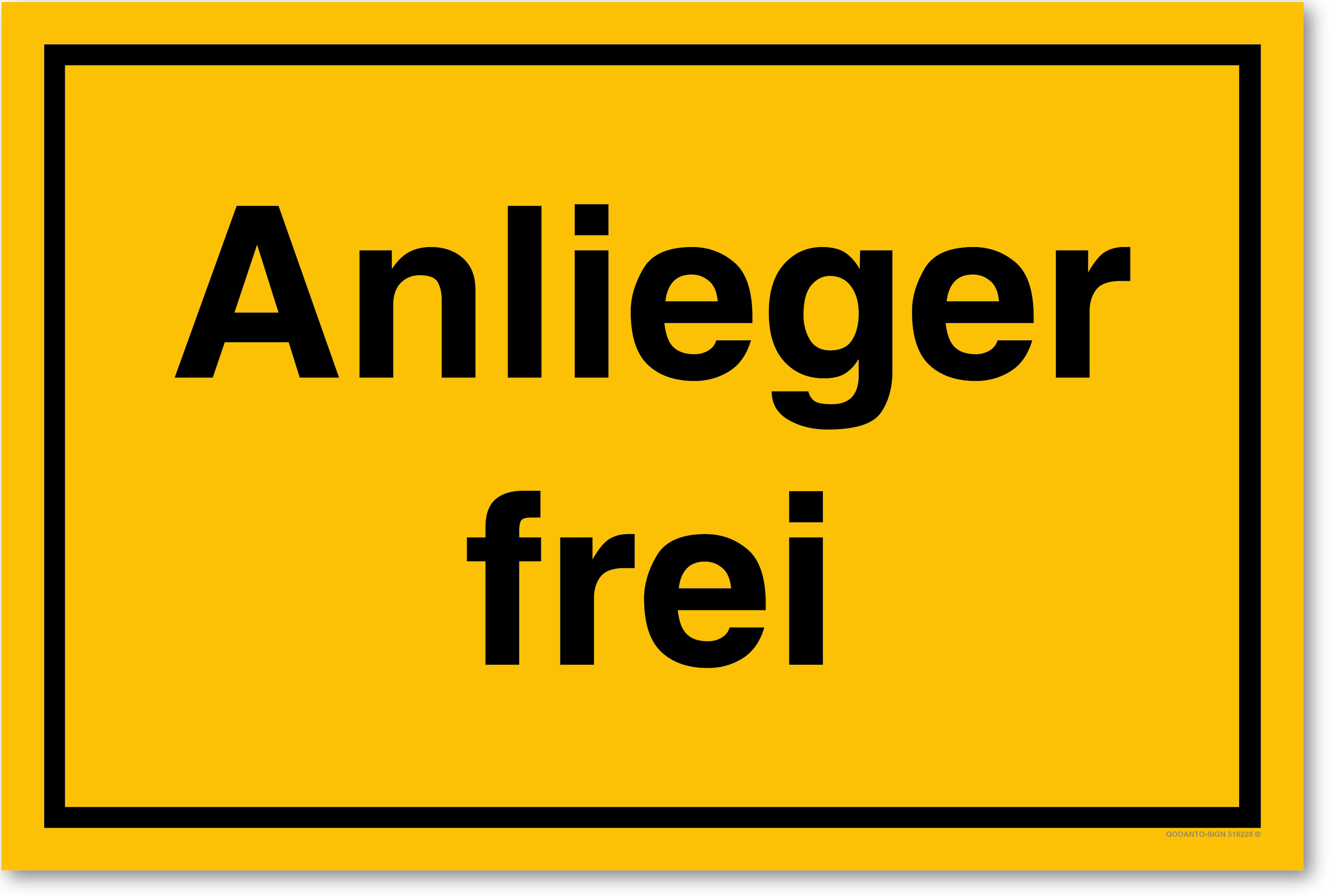 Anlieger frei, gelb, Schild
