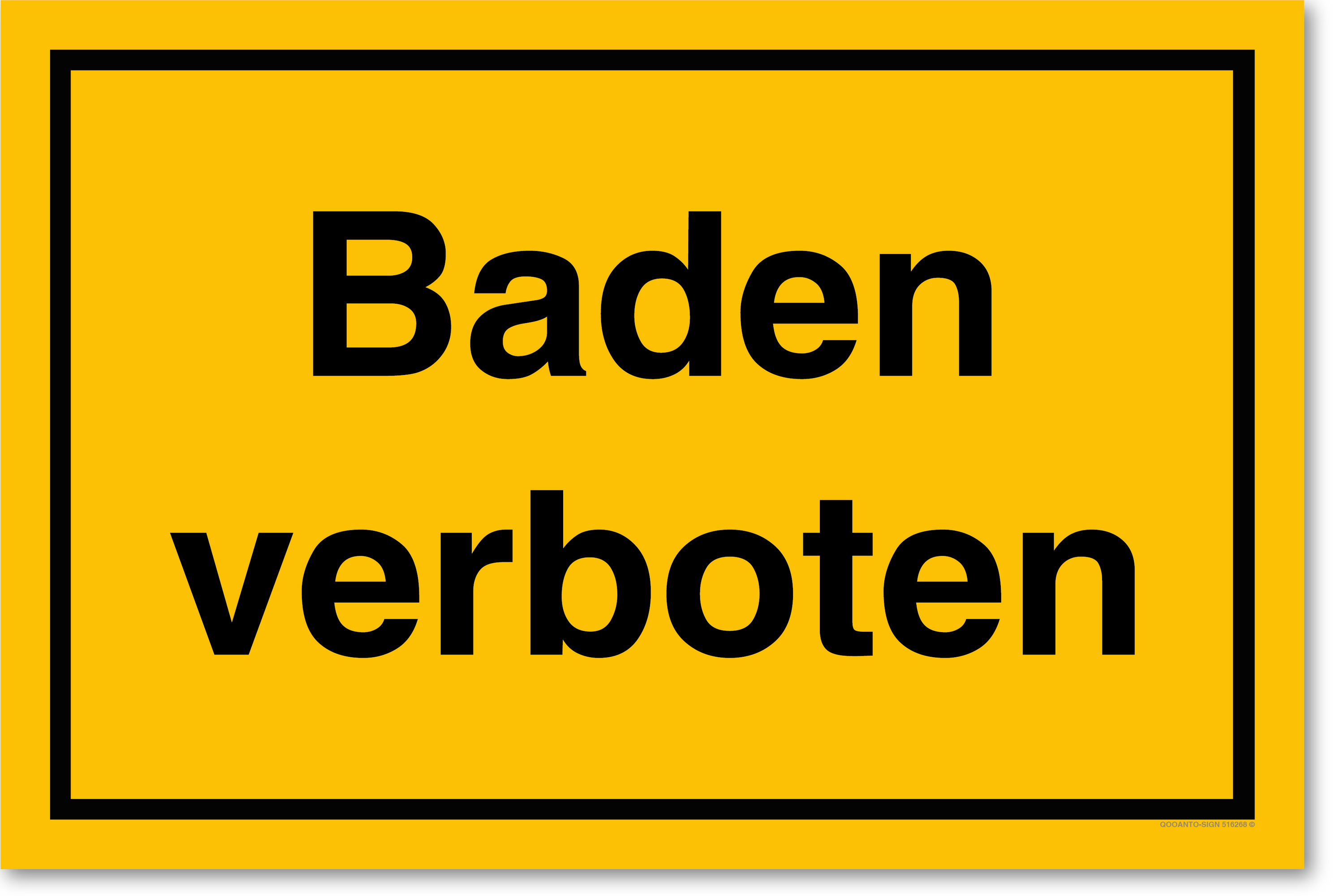 Baden verboten, gelb, Schild