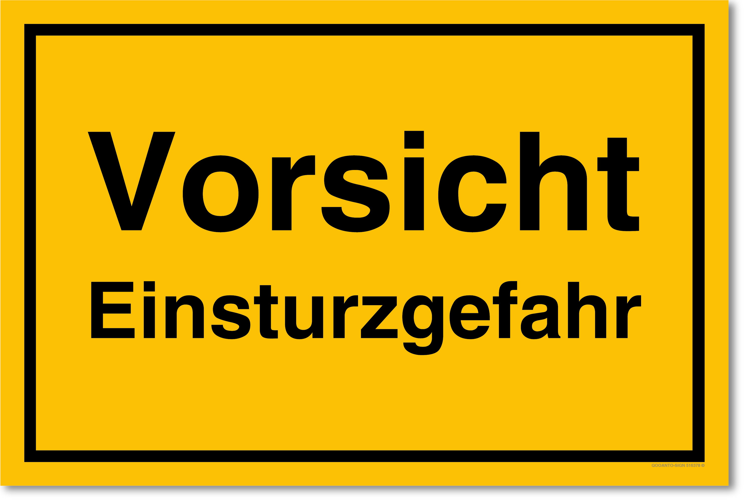 Vorsicht Einsturzgefahr, gelb, Schild