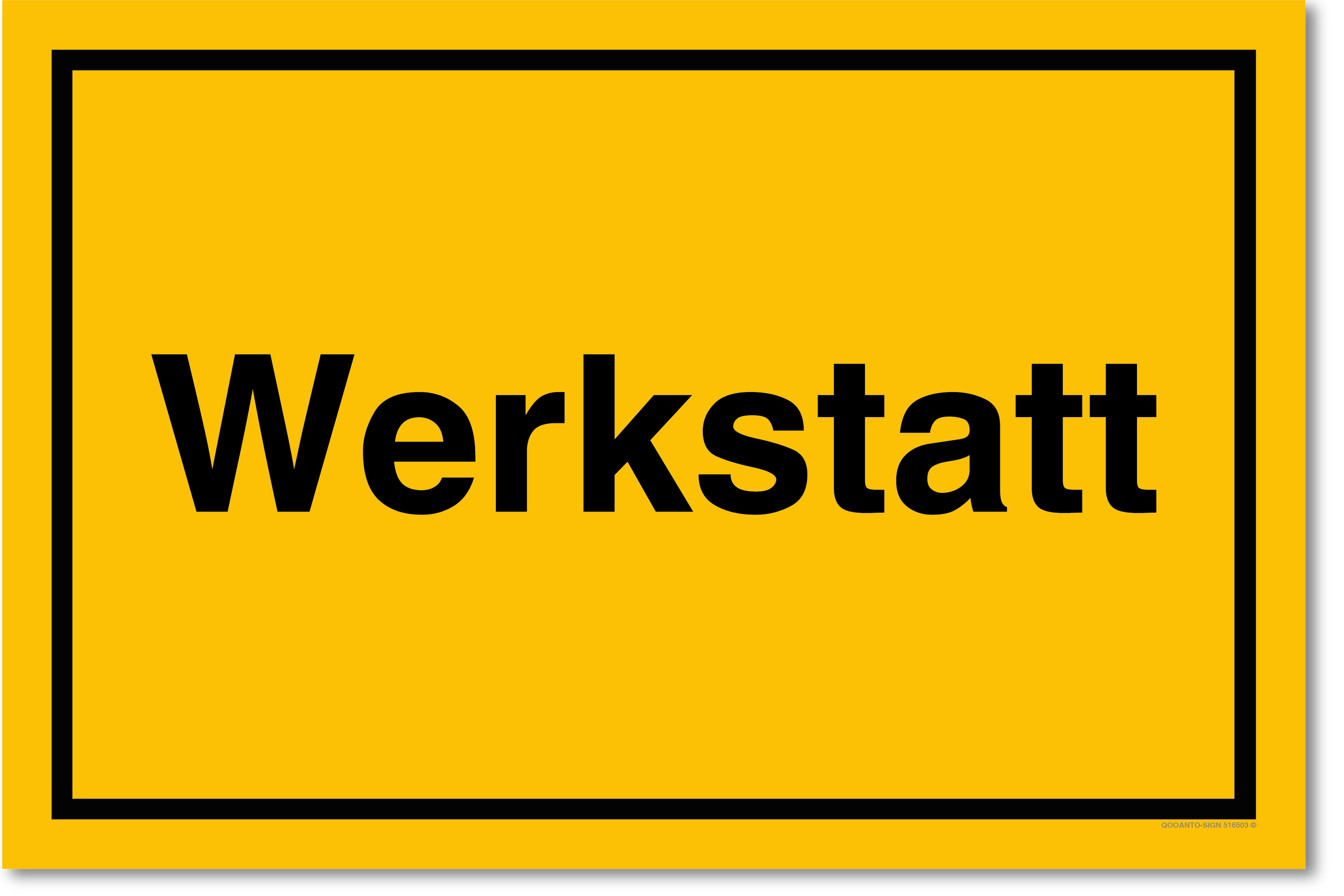 Werkstatt, gelb, Schild