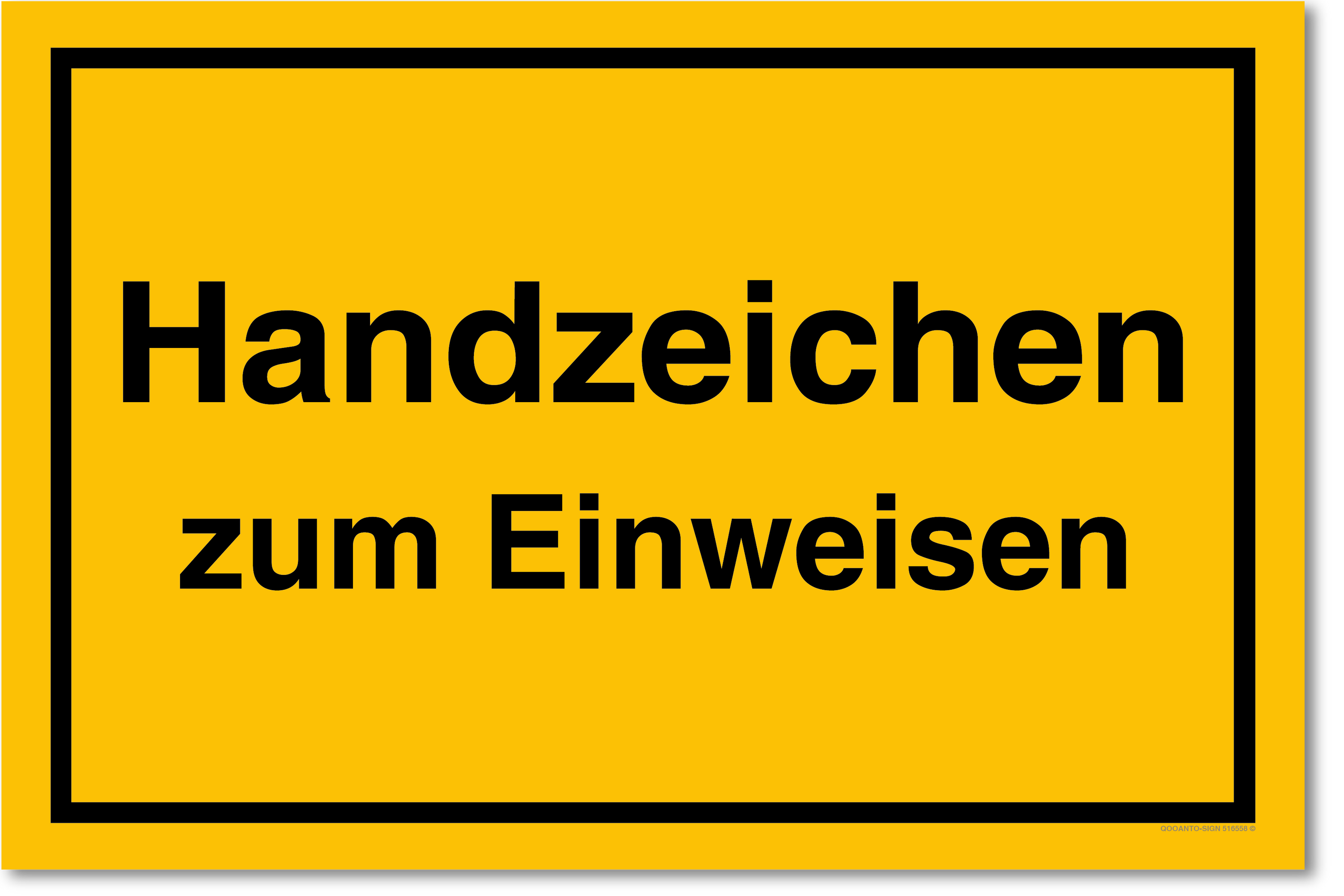 Handzeichen zum Einweisen, gelb, Schild