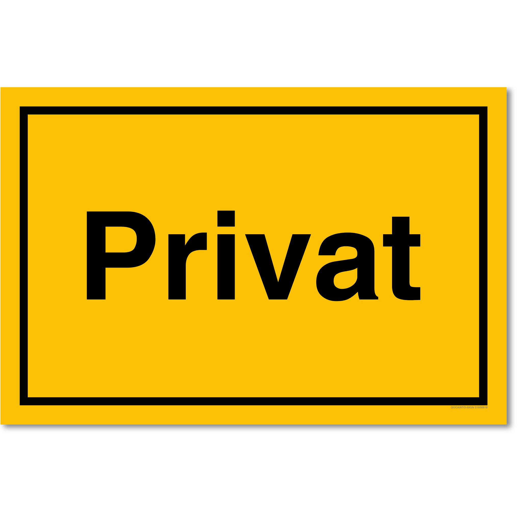 3 Stück Privat Schild | Alu-Verbund | 20 x 13.3 cm | Gelb | Rechteck | Querformat